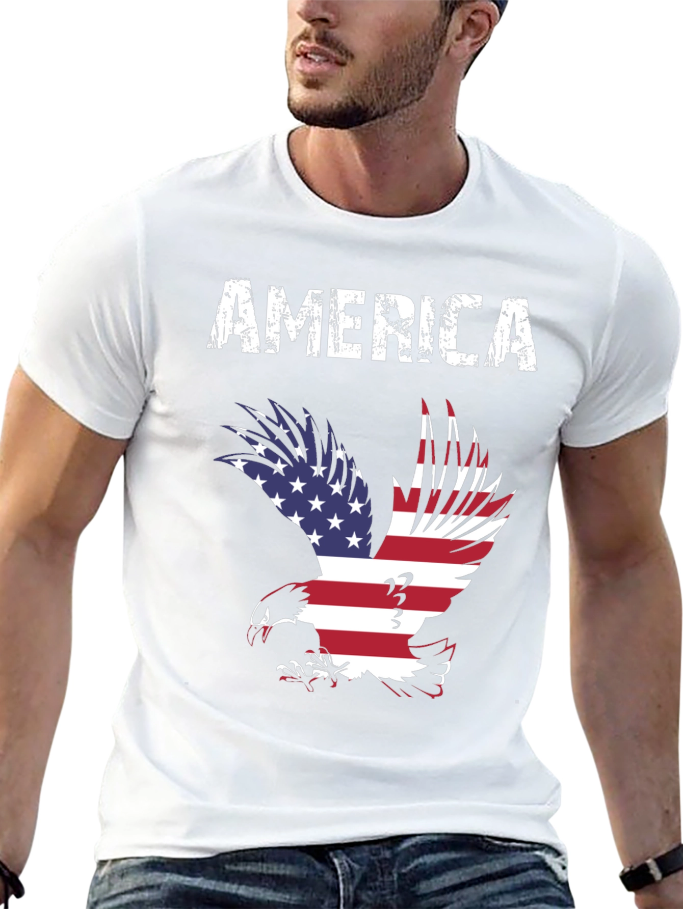 America Eagle Graphic Tee - Patriotic USA Flag T-Shirt