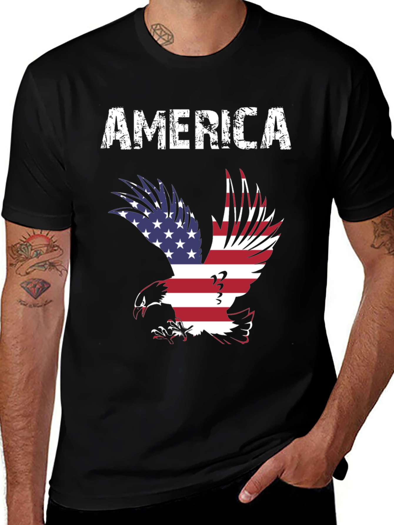 America Eagle Graphic Tee - Patriotic USA Flag T-Shirt