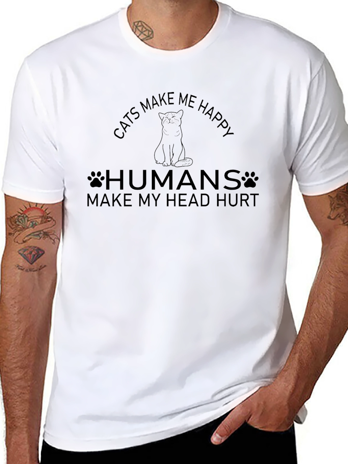 Cats Make Me Happy Graphic T-Shirt