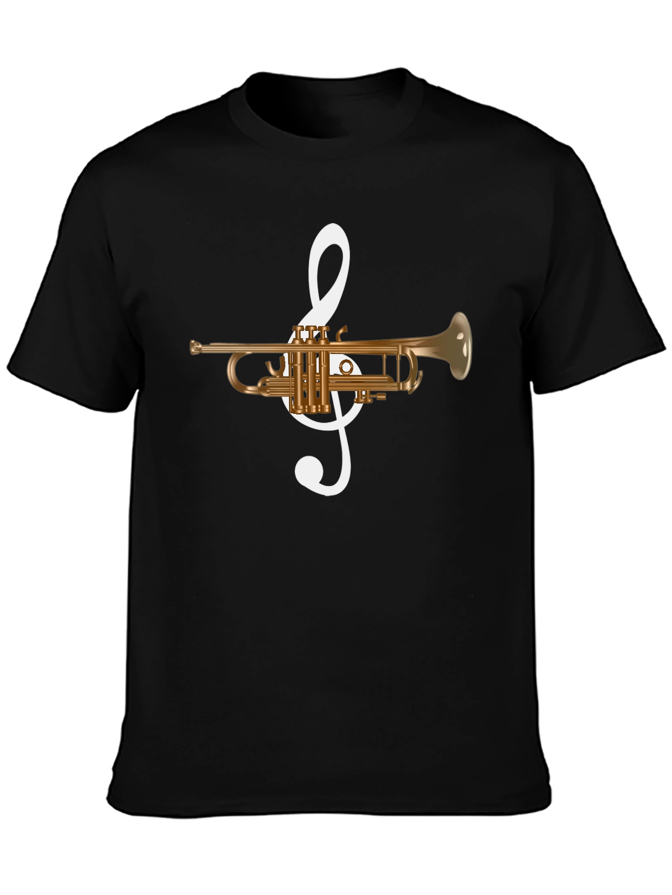 Musical Trumpet Graphic Tee - Black Cotton T-Shirt