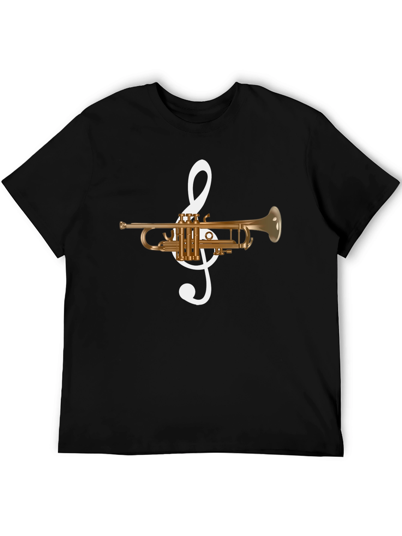 Musical Trumpet Graphic Tee - Black Cotton T-Shirt