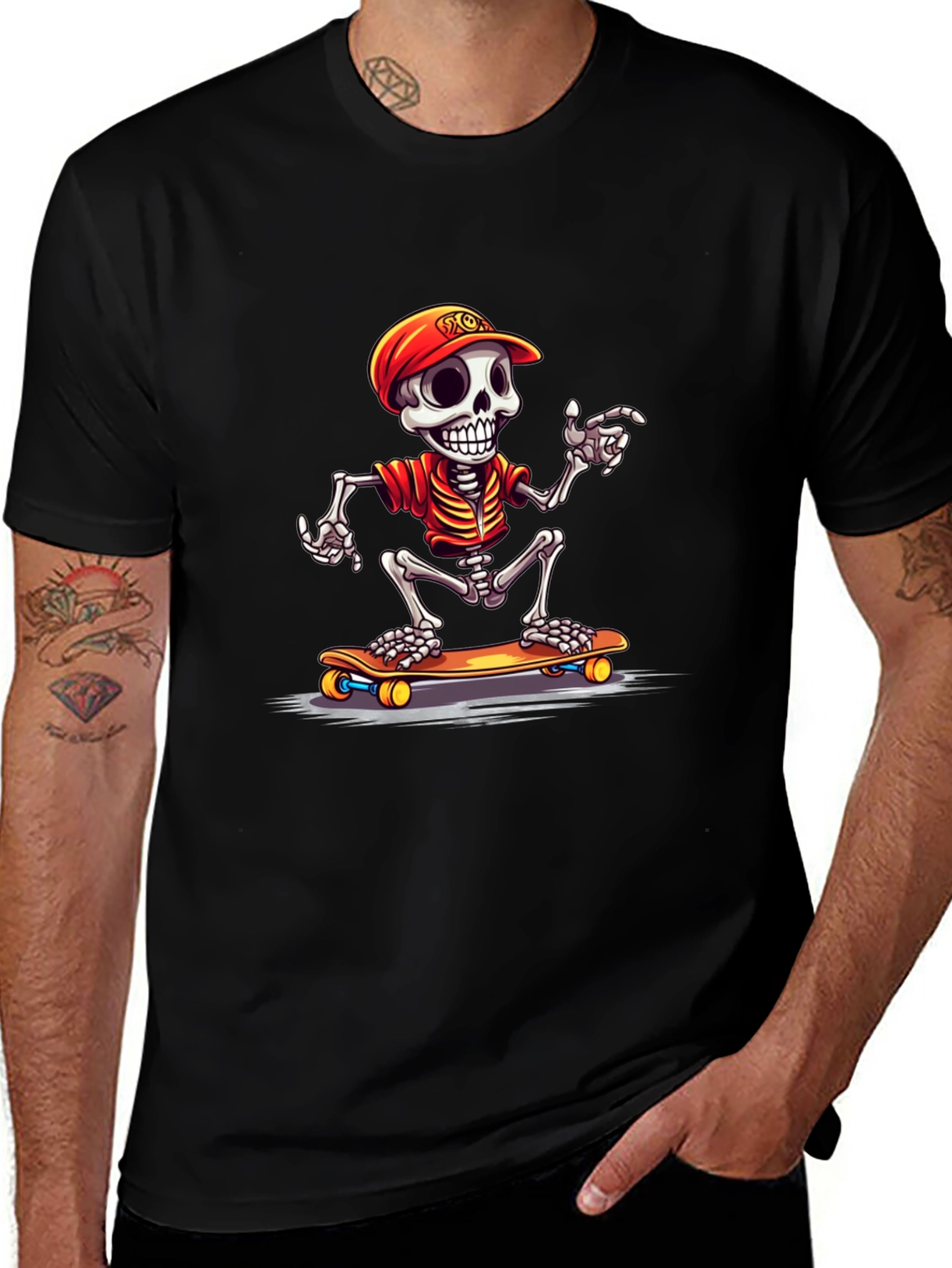 Skeleton Skateboarder Graphic Tee