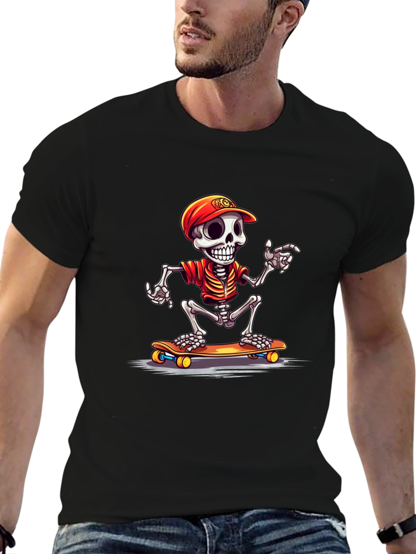 Skeleton Skateboarder Graphic Tee