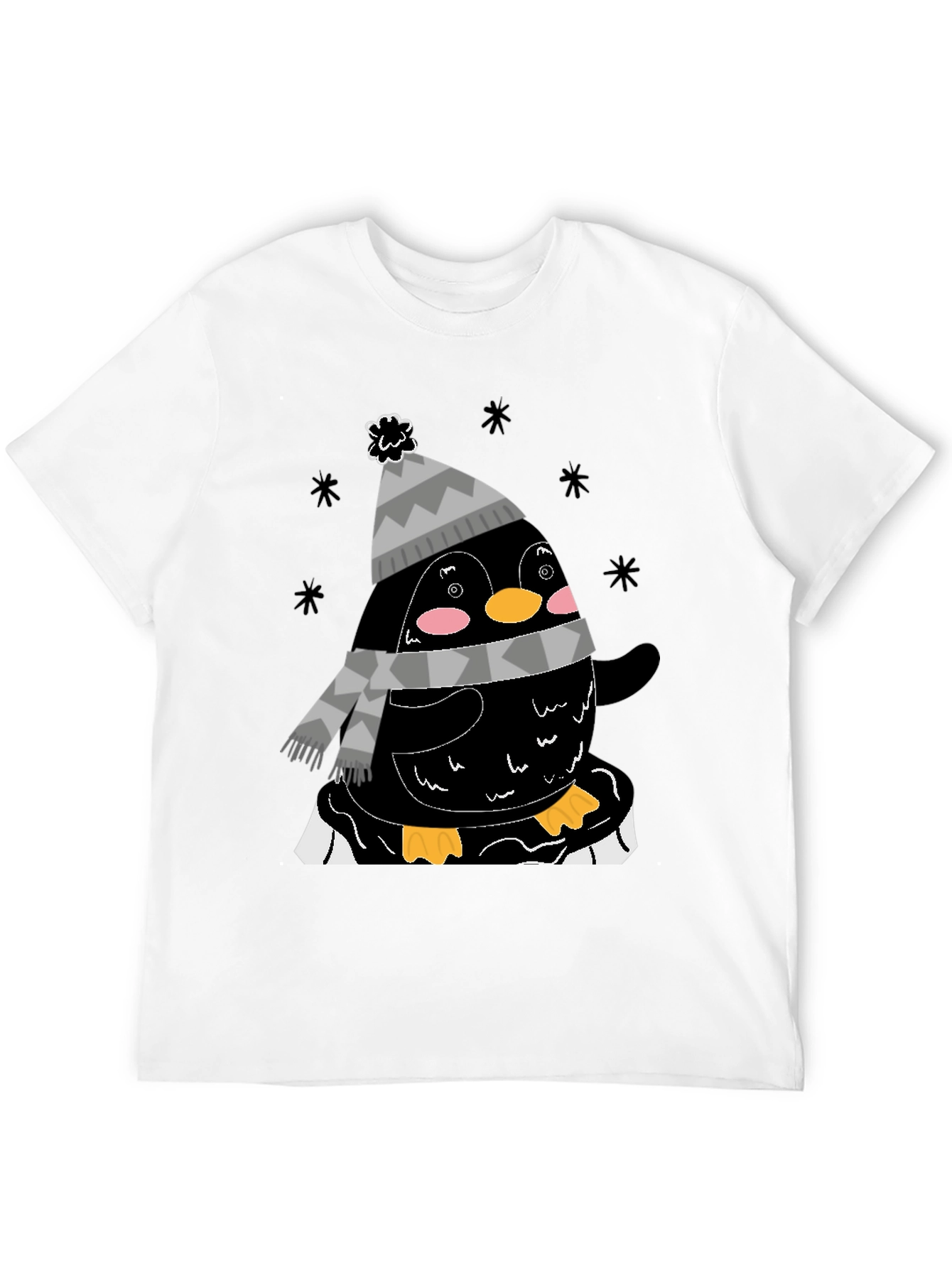 Winter Penguin Graphic Tee - Black Casual Shirt