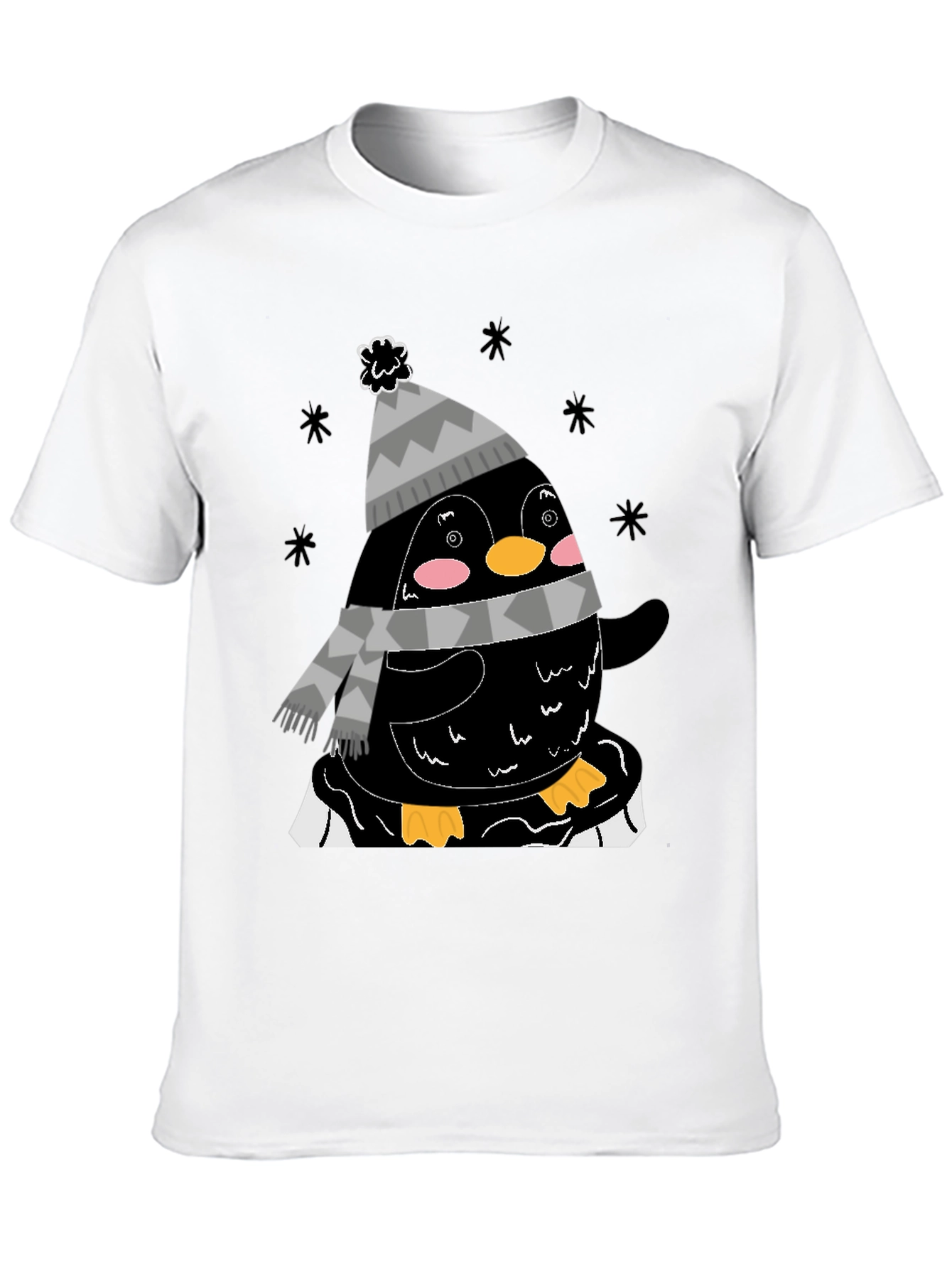 Winter Penguin Graphic Tee - Black Casual Shirt