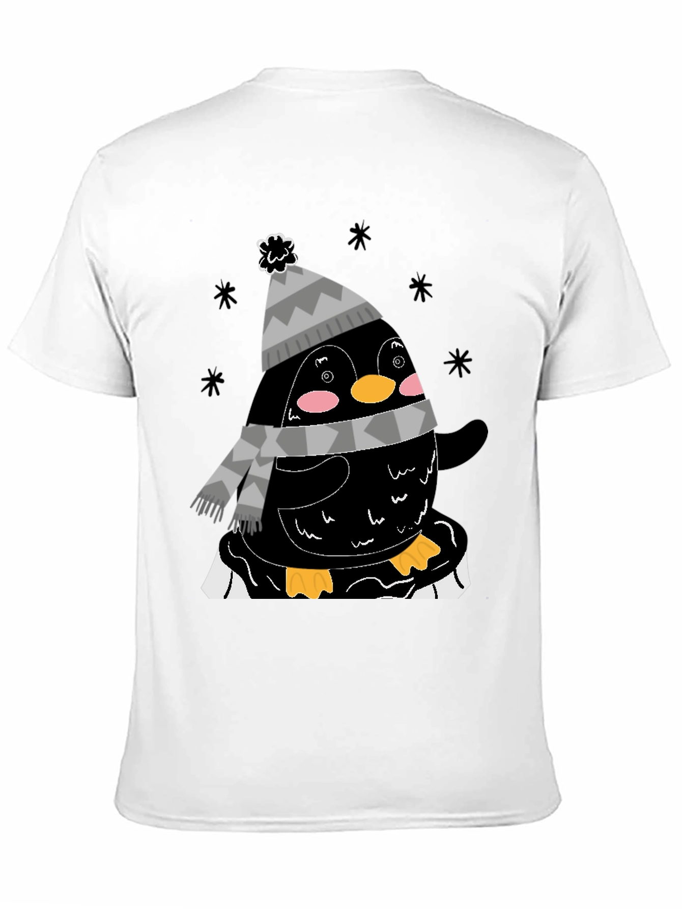 Winter Penguin Graphic Tee - Black Casual Shirt