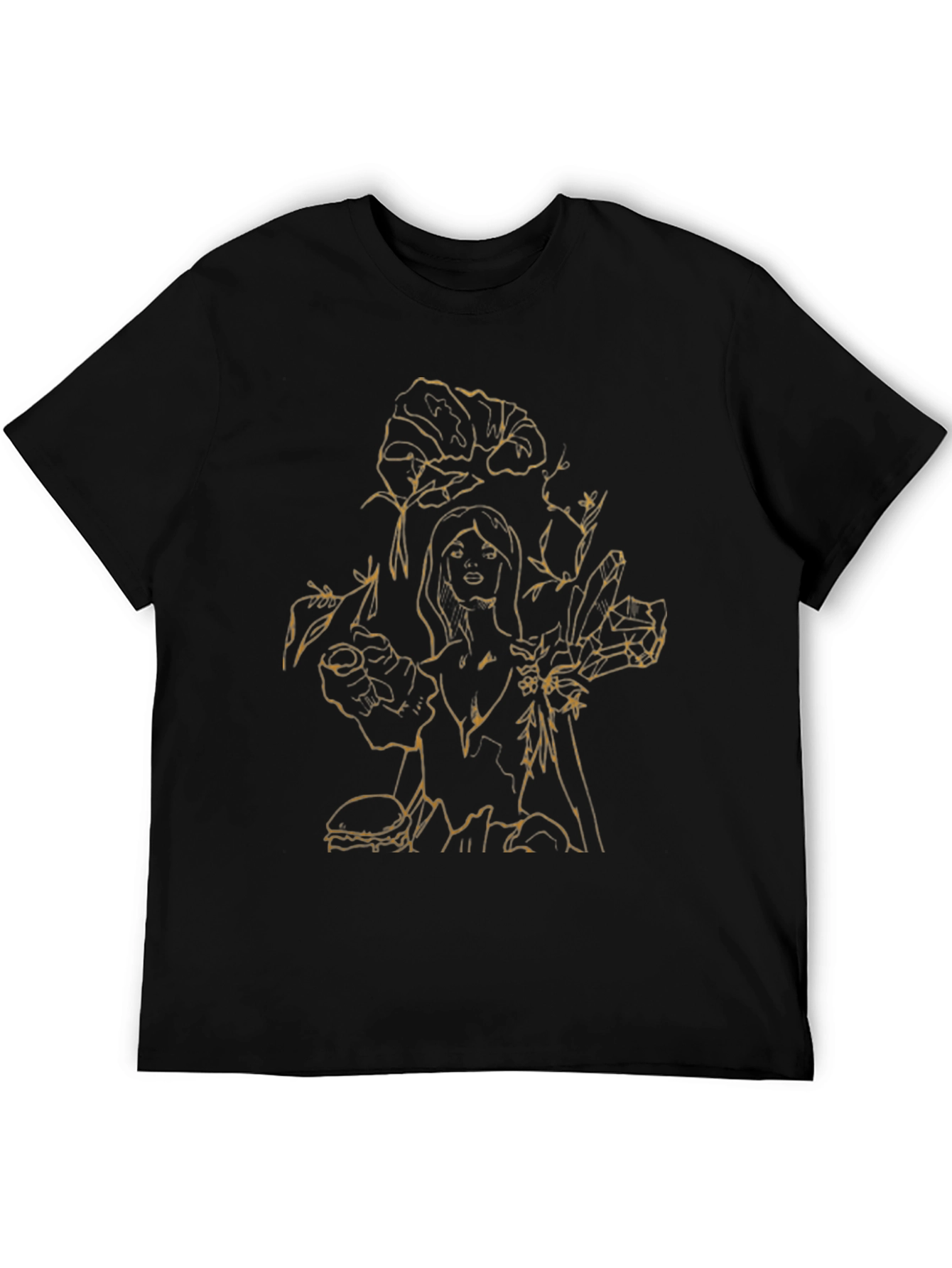 Floral & Woman Graphic Tee - Black