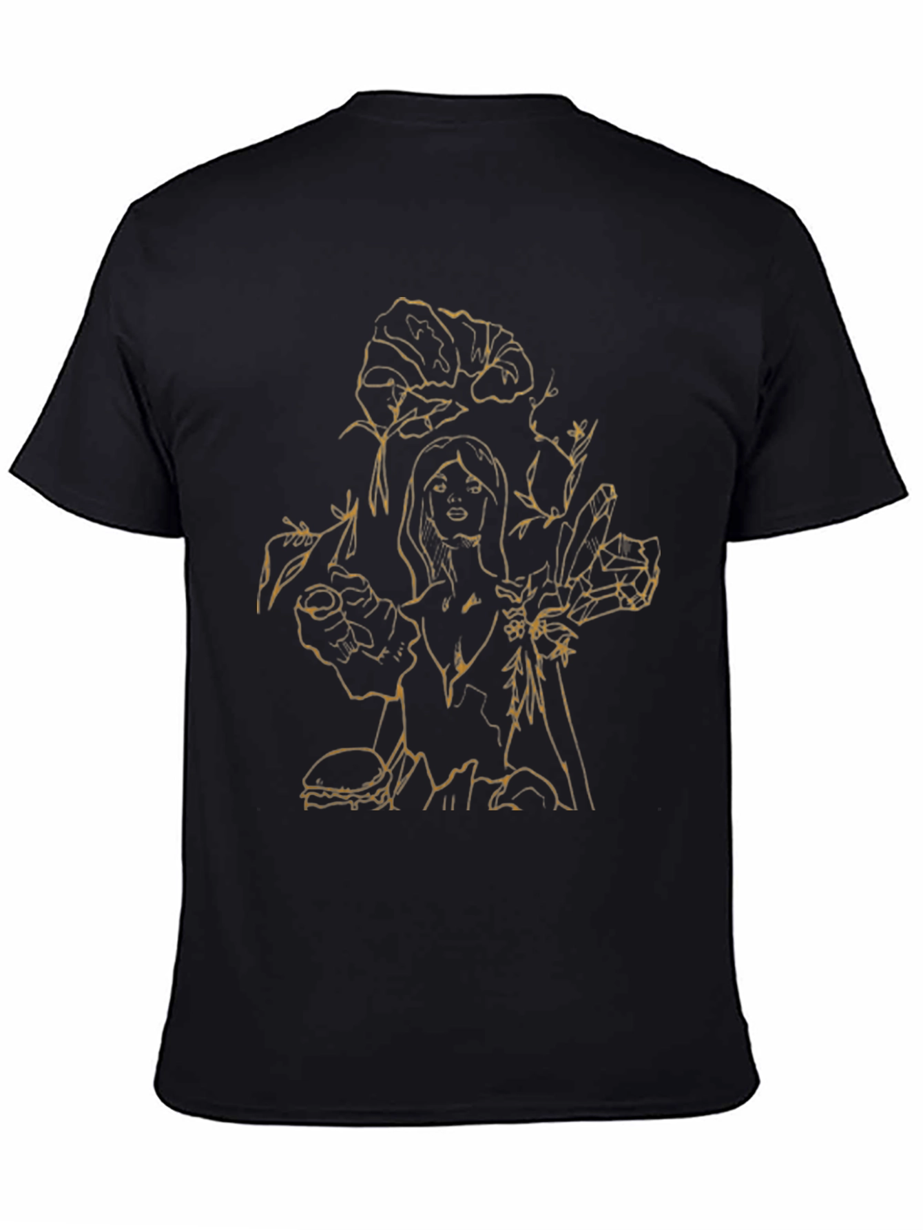 Floral & Woman Graphic Tee - Black