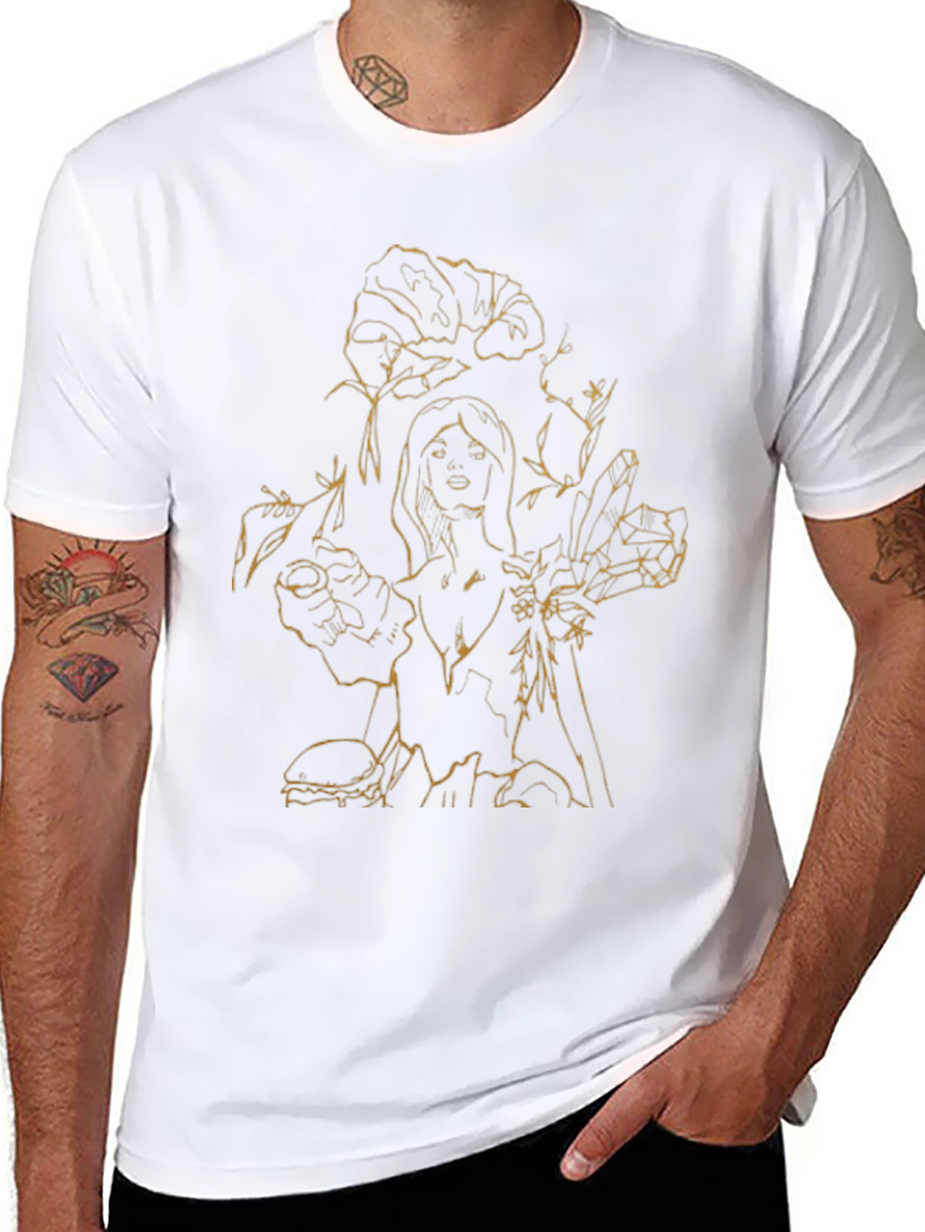 Floral & Woman Graphic Tee - Black