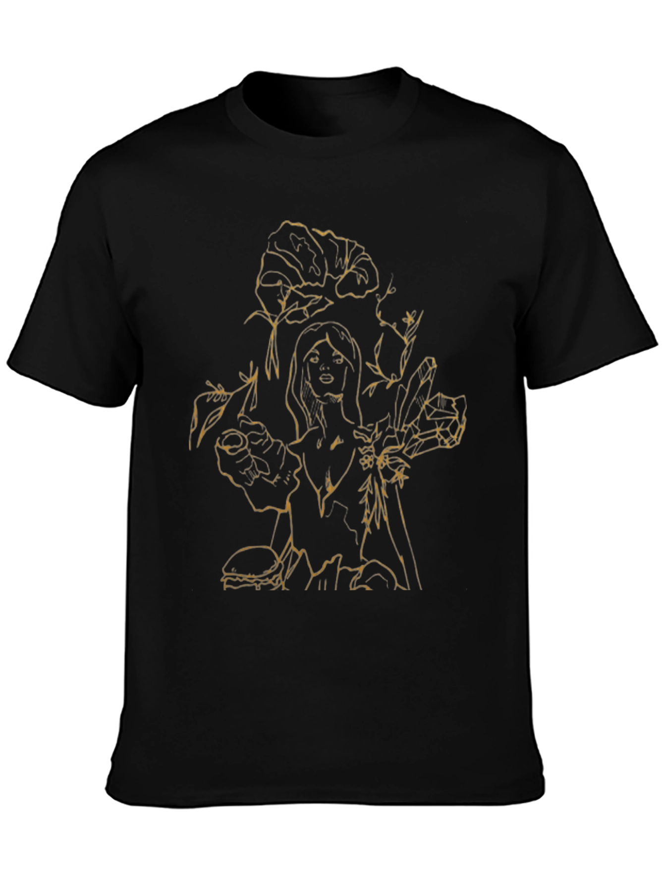 Floral & Woman Graphic Tee - Black