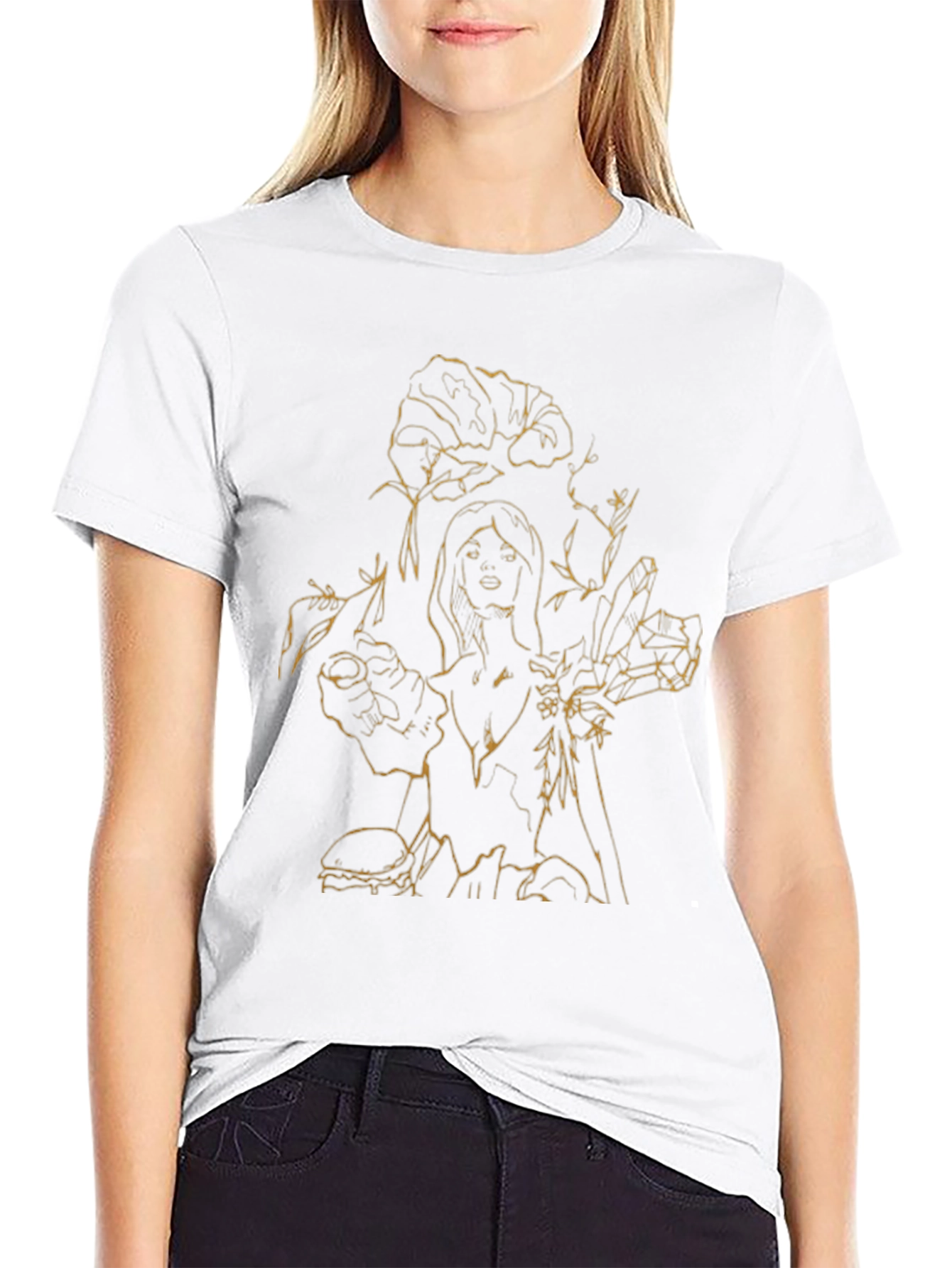 Floral & Woman Graphic Tee - Black