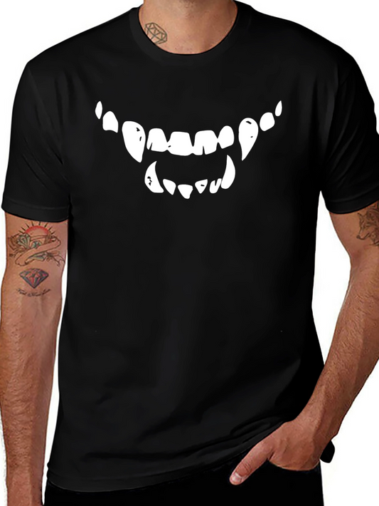 Monster Teeth Graphic Tee - Black Cotton Shirt