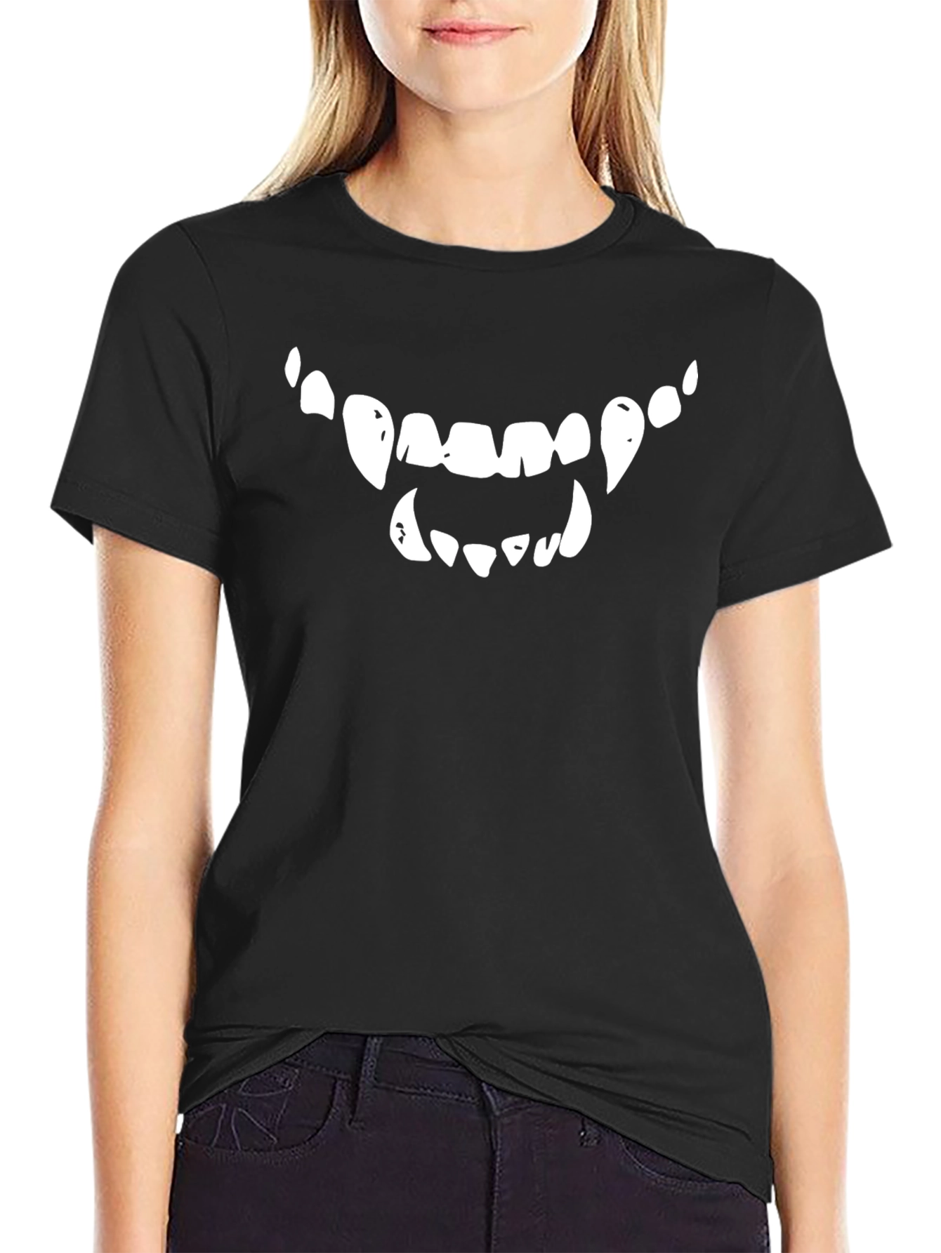 Monster Teeth Graphic Tee - Black Cotton Shirt
