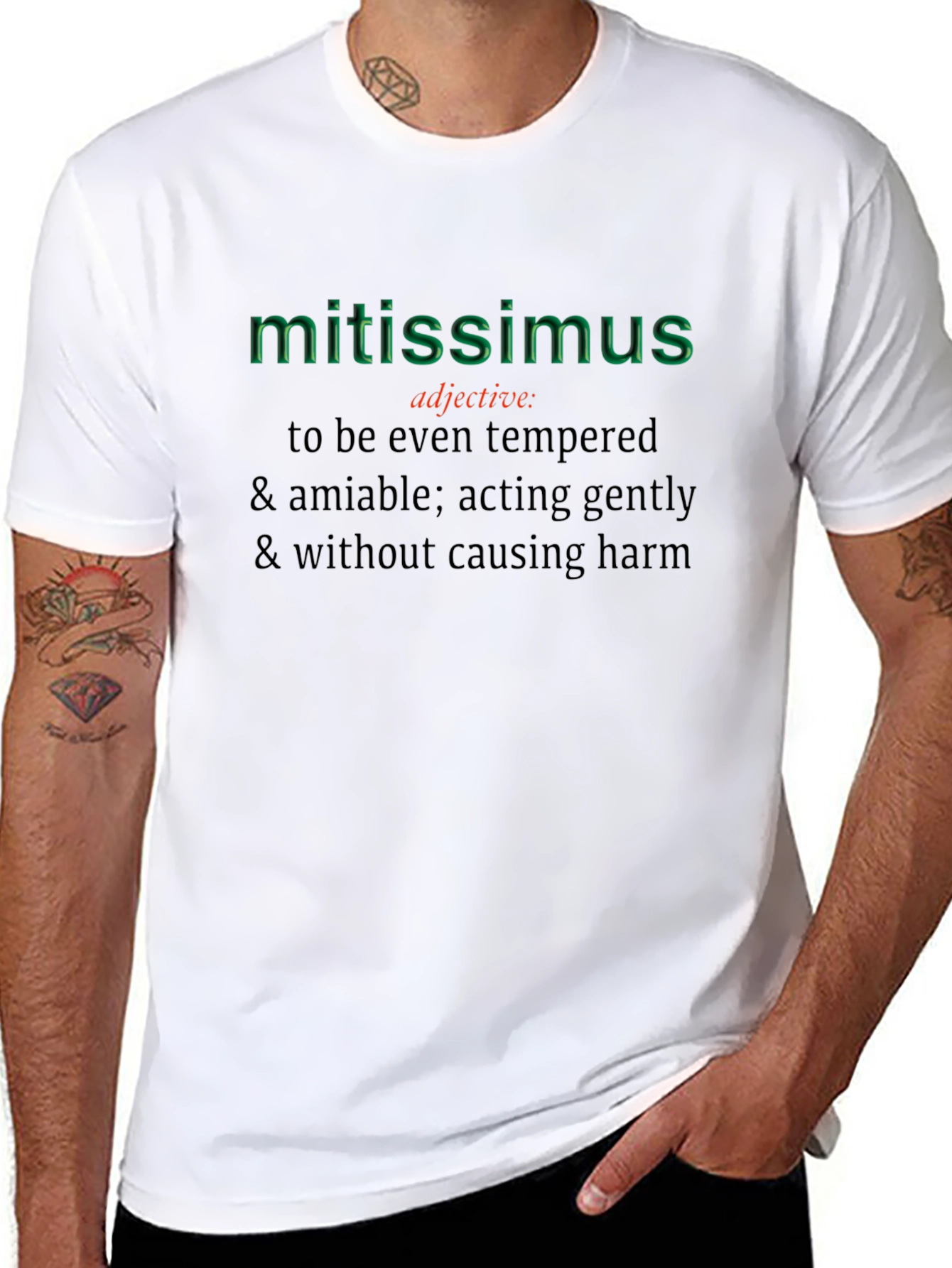 Mitissimus Definition T-Shirt - Even Tempered & Amiable