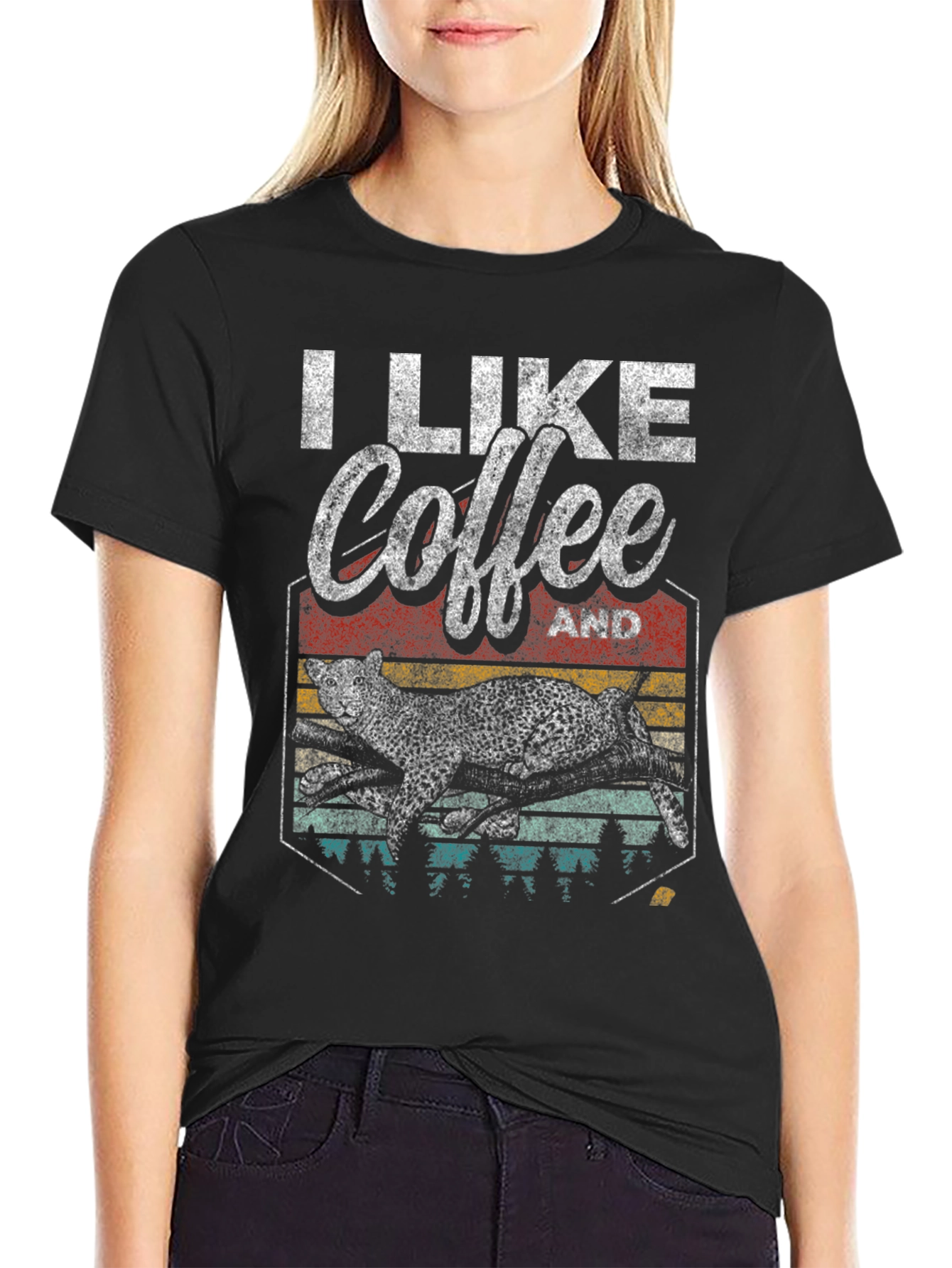 I Like Coffee And Leopards Graphic Tee