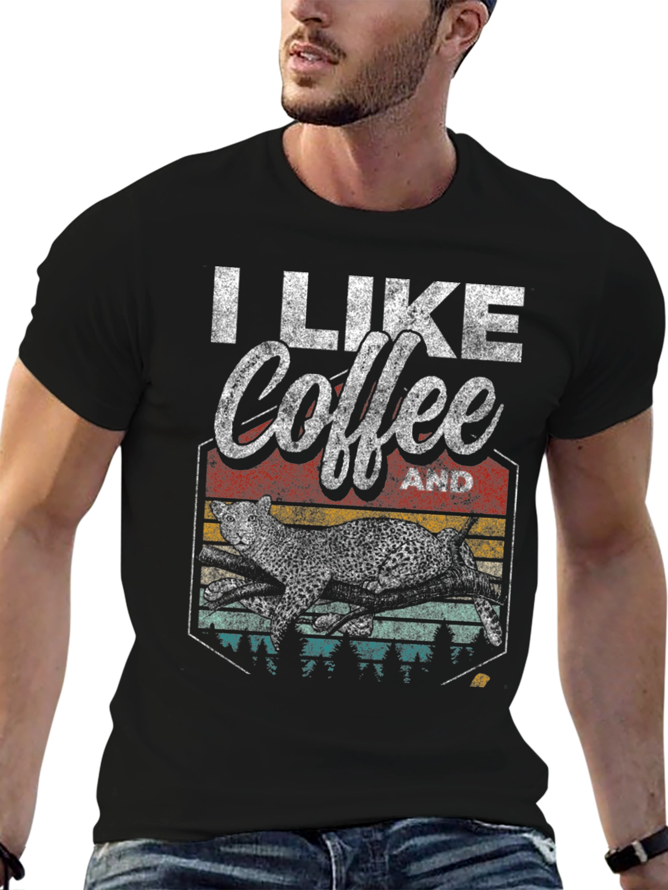 I Like Coffee And Leopards Graphic Tee