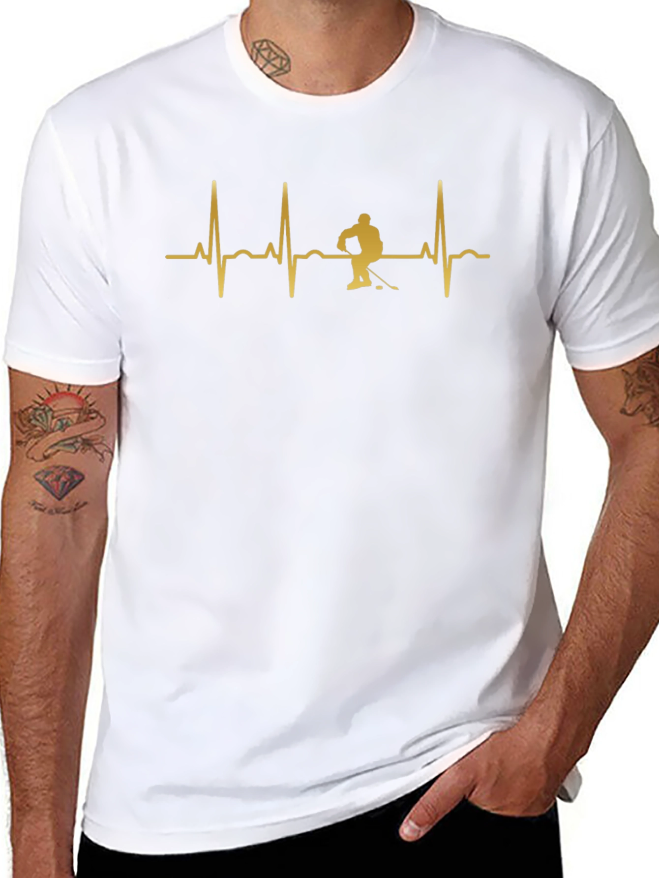 Hockey Heartbeat Graphic Tee - Black Cotton T-Shirt