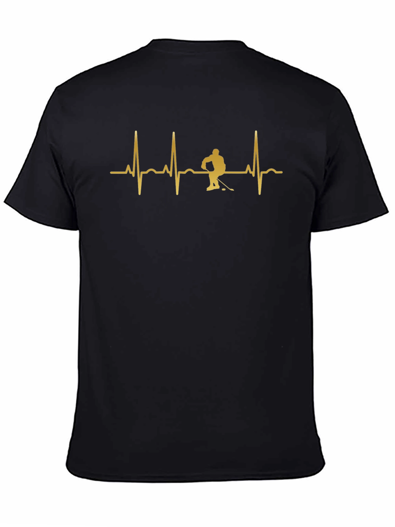 Hockey Heartbeat Graphic Tee - Black Cotton T-Shirt