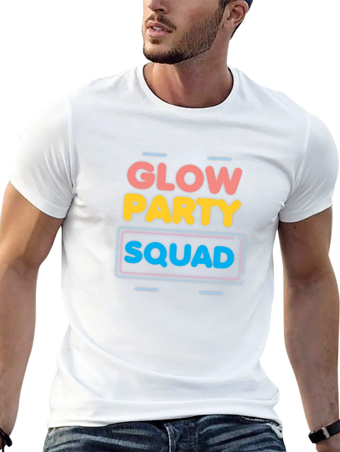 Glow Party Squad Graphic Print Black T-Shirt
