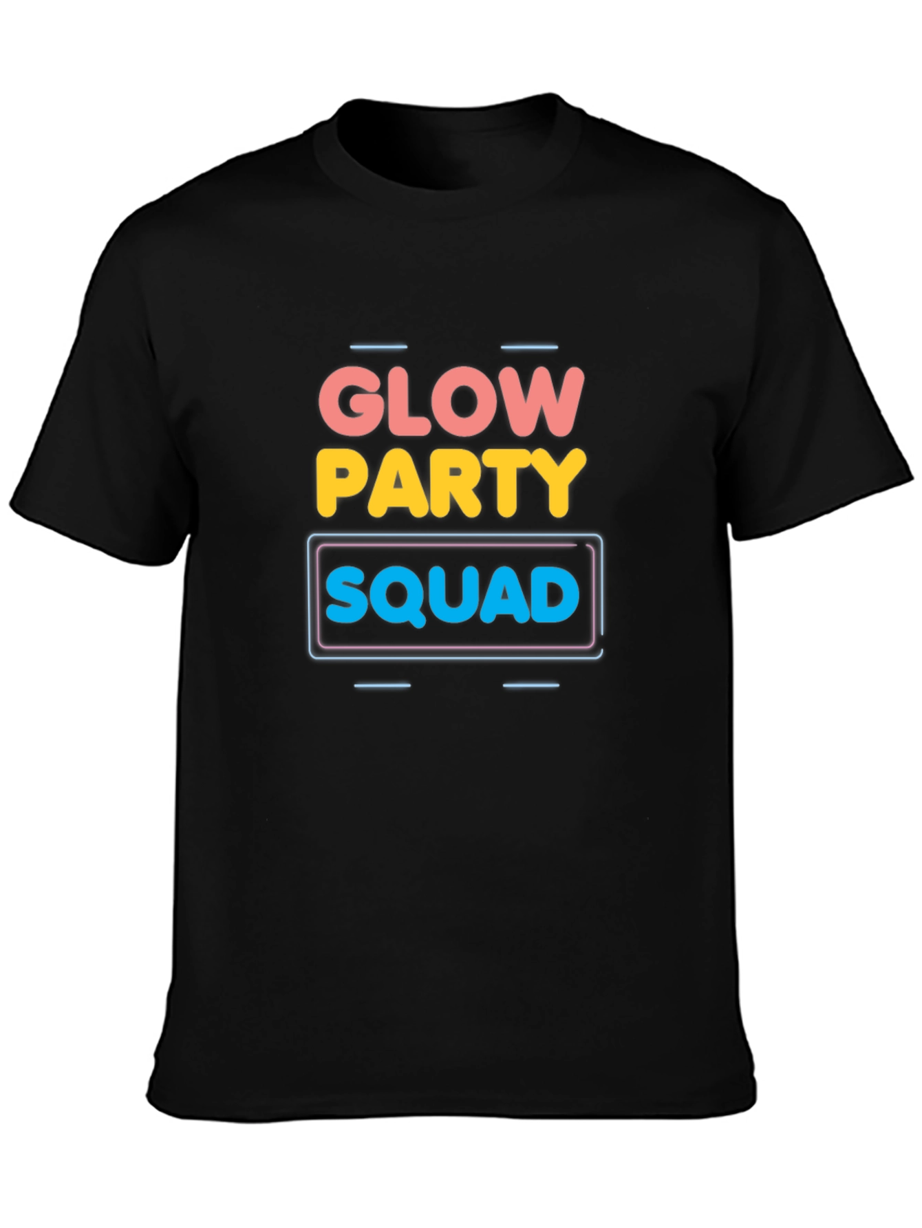 Glow Party Squad Graphic Print Black T-Shirt