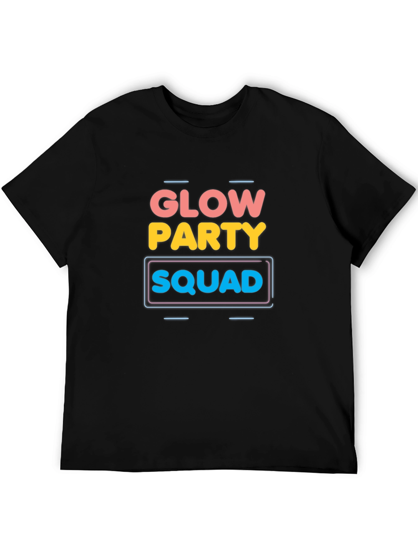 Glow Party Squad Graphic Print Black T-Shirt