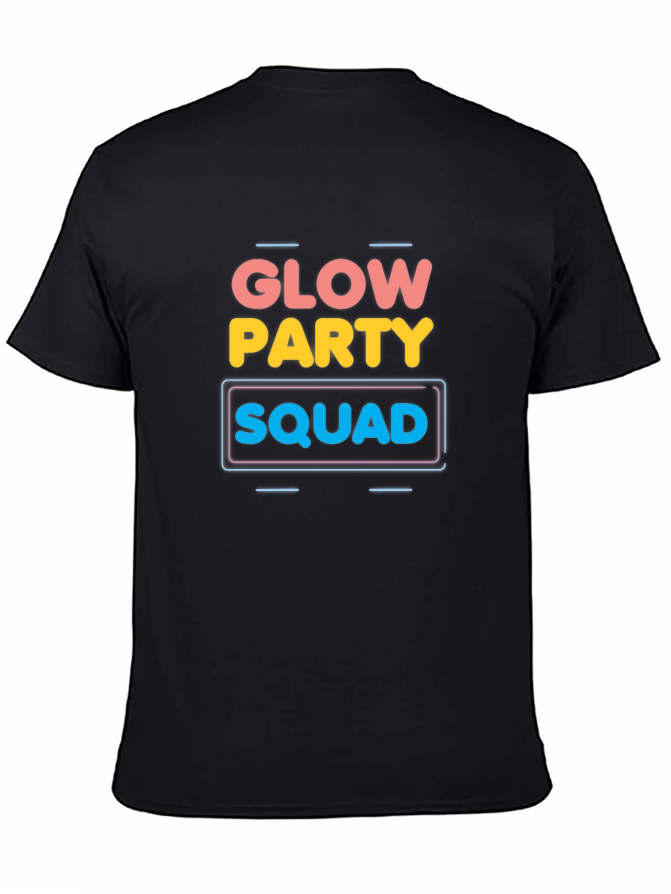 Glow Party Squad Graphic Print Black T-Shirt