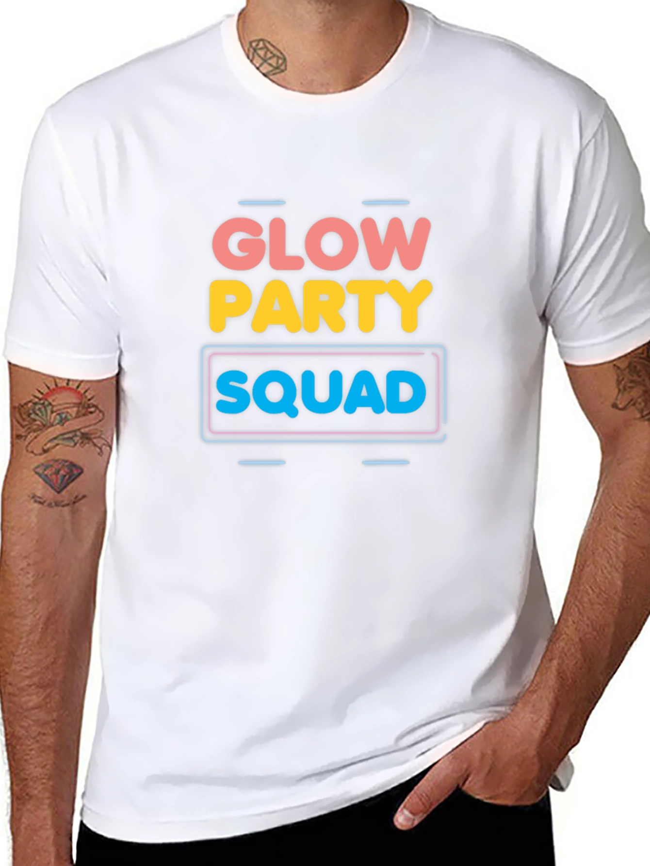 Glow Party Squad Graphic Print Black T-Shirt