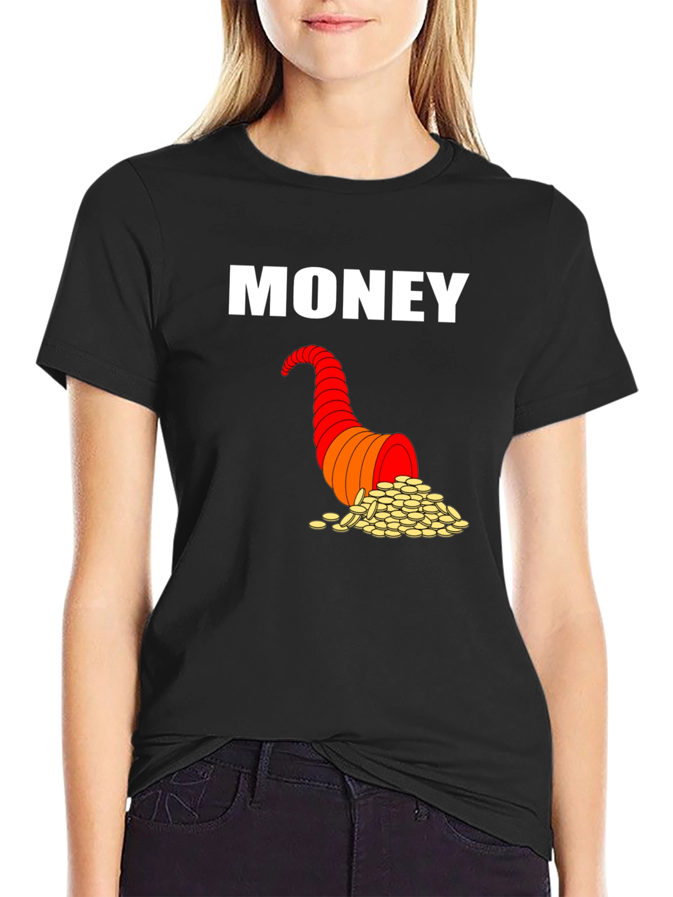 Money Horn T-Shirt Black Graphic Tee