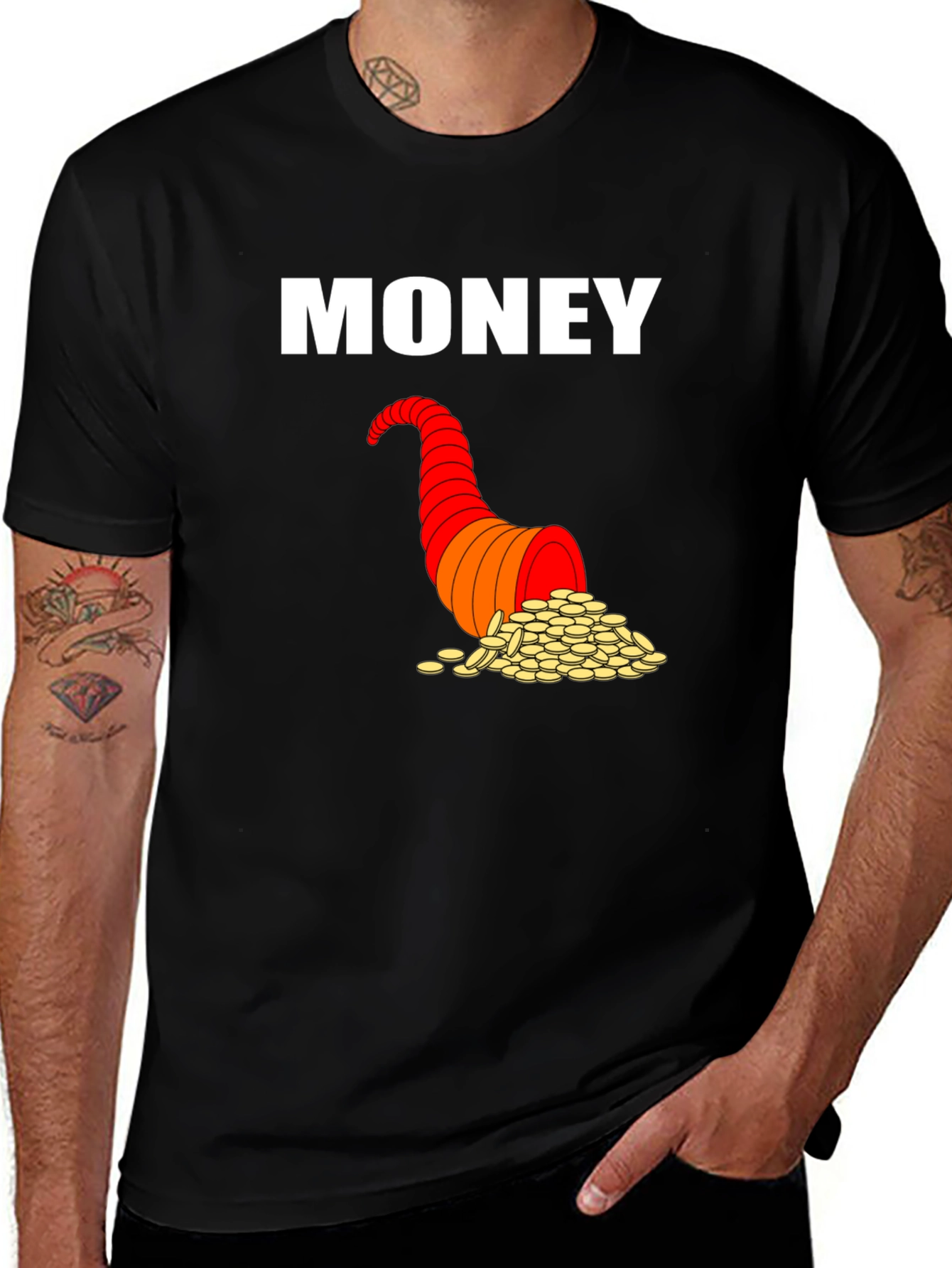 Money Horn T-Shirt Black Graphic Tee