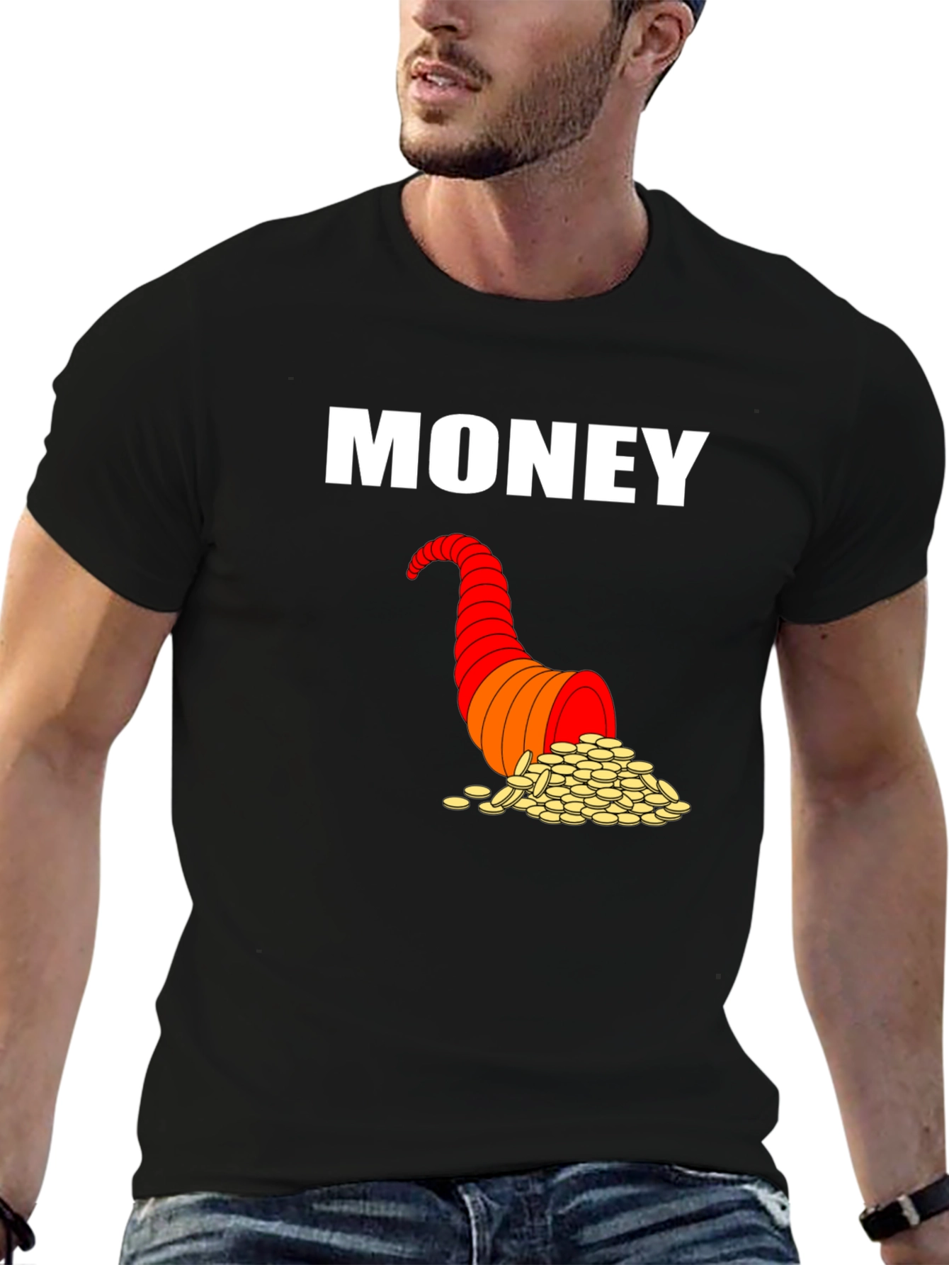 Money Horn T-Shirt Black Graphic Tee