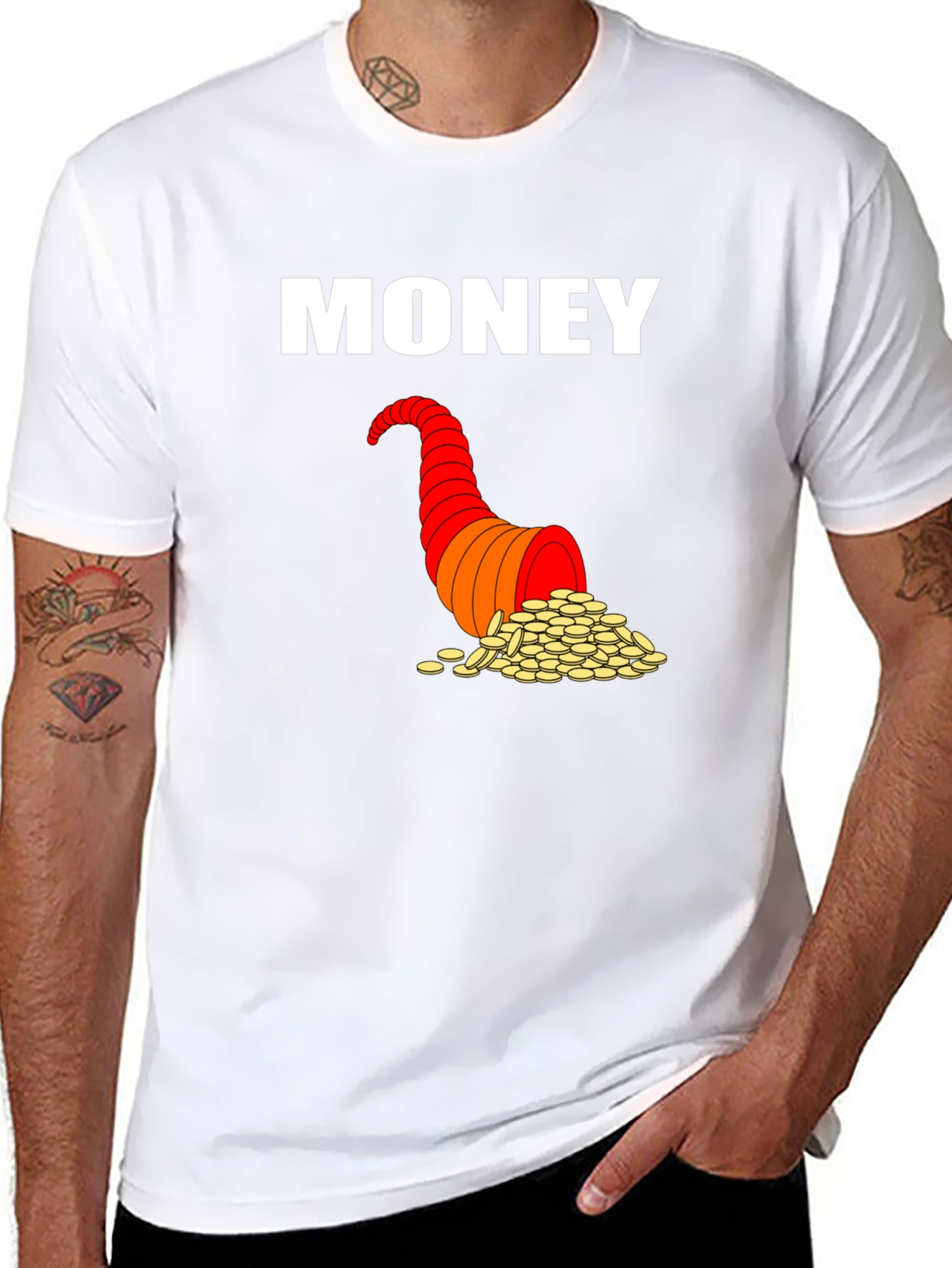 Money Horn T-Shirt Black Graphic Tee