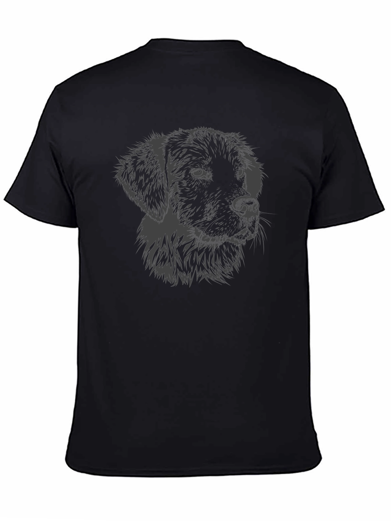 Dog Graphic Tee - Mens Black Crew Neck T-Shirt