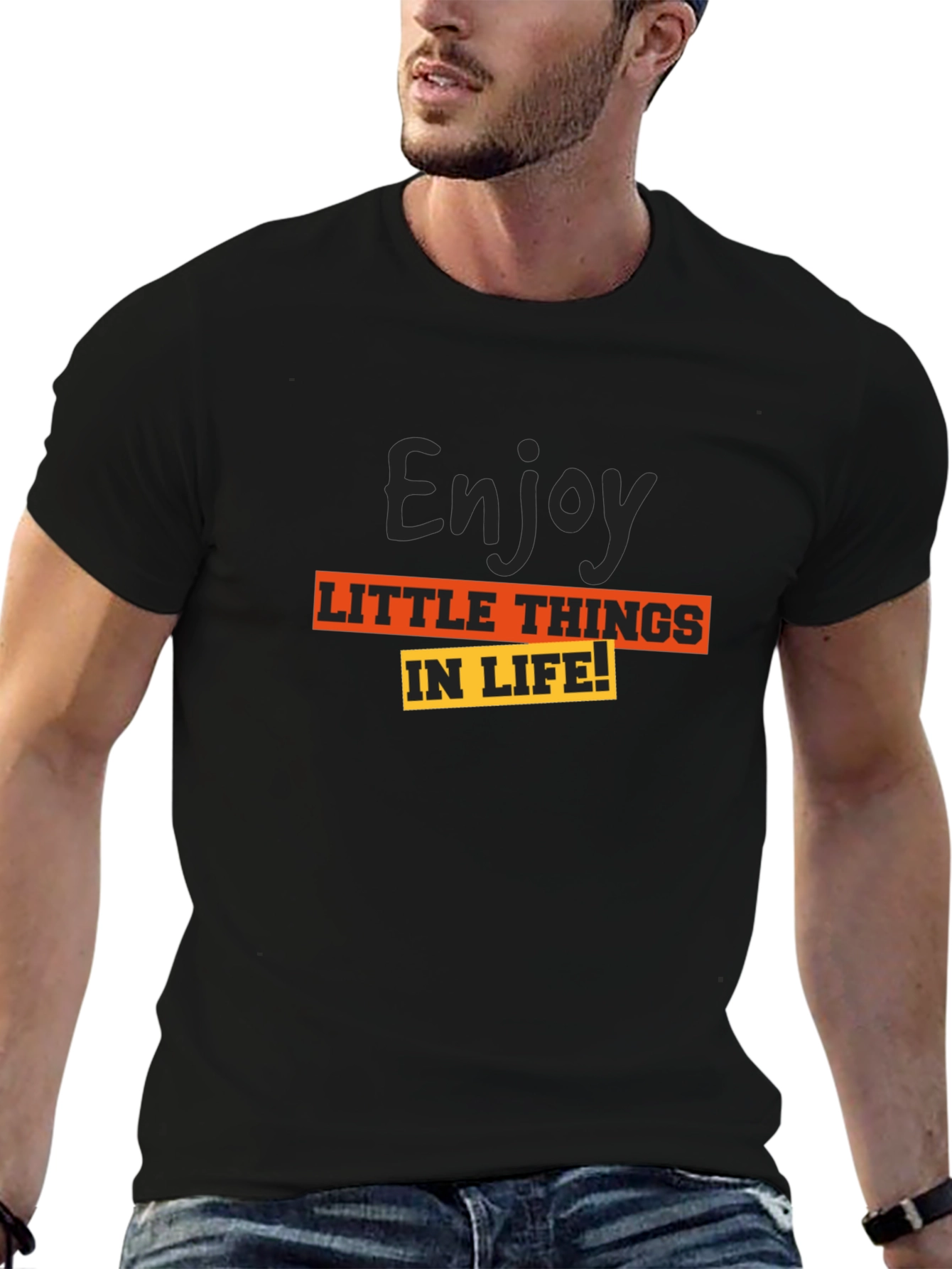 Enjoy Little Things Black Graphic Tee