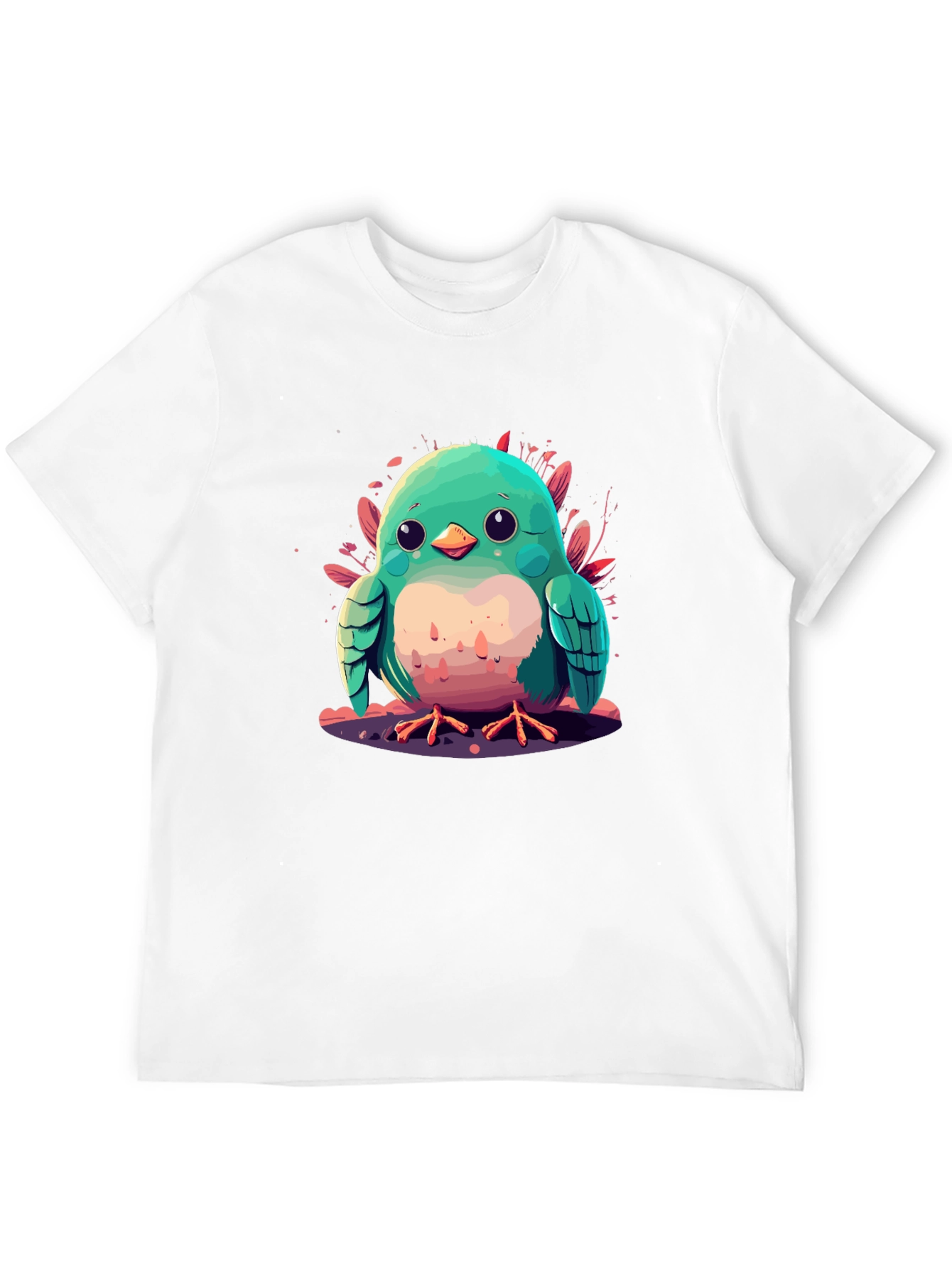 Cute Bird Graphic Black T-Shirt
