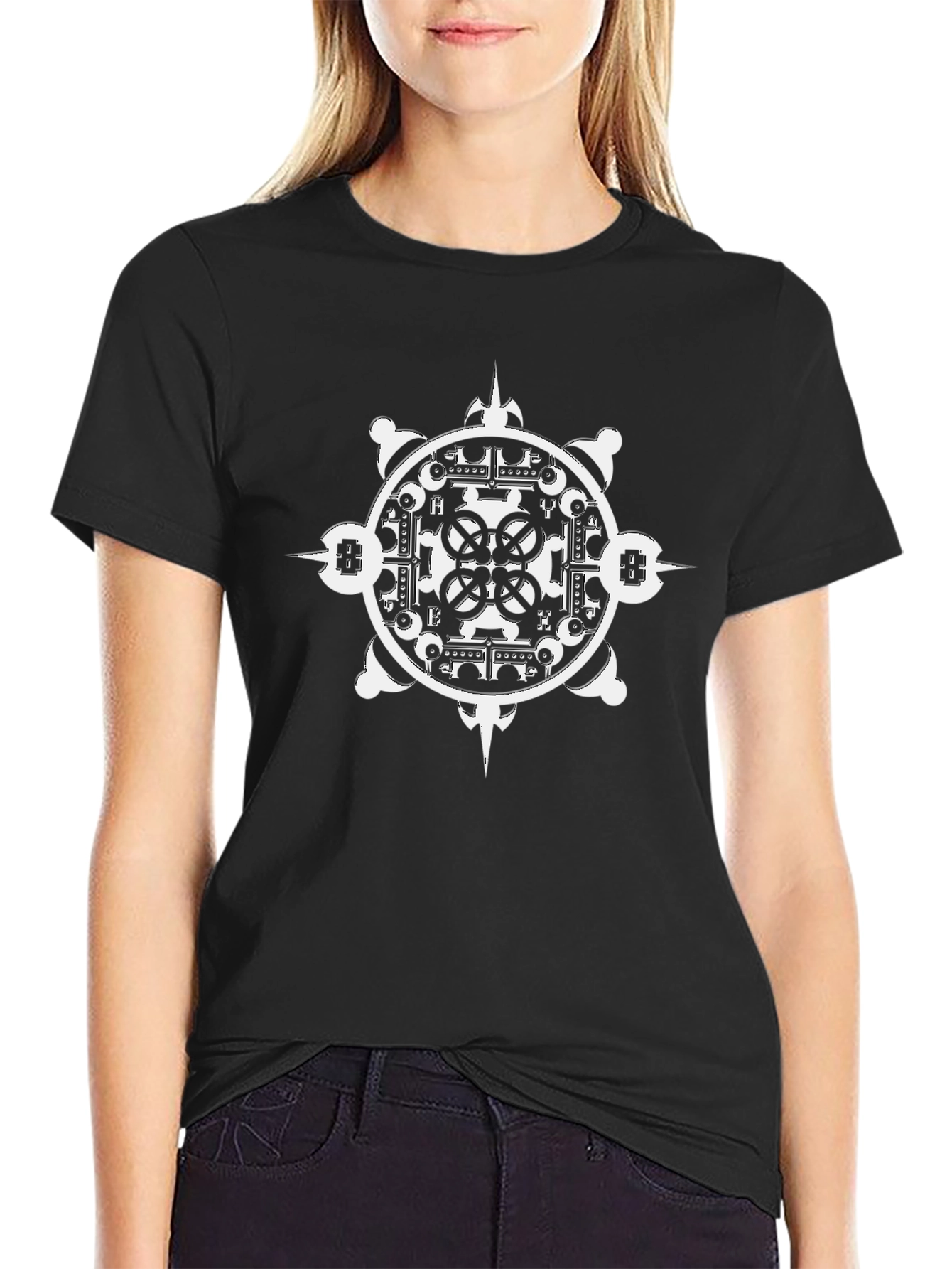 Geometric Print Black T-Shirt