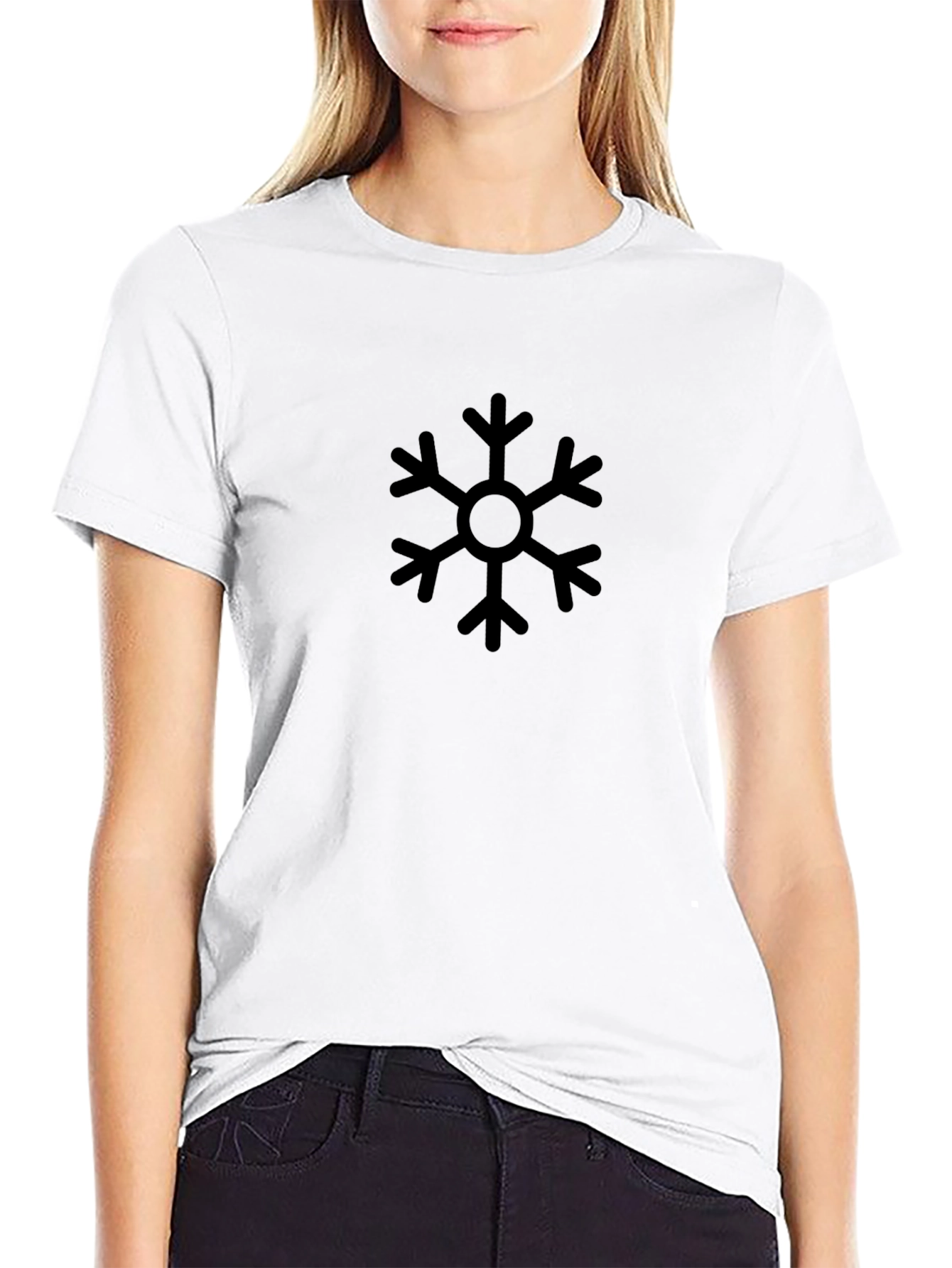 Black Snowflake Graphic Tee - Winter Style