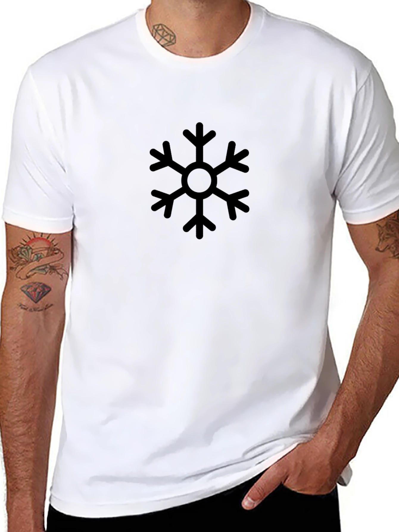 Black Snowflake Graphic Tee - Winter Style