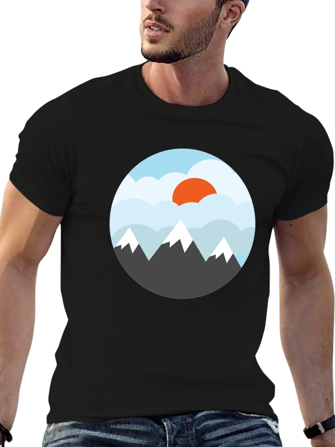 Mountain Sunset Graphic Tee - Black