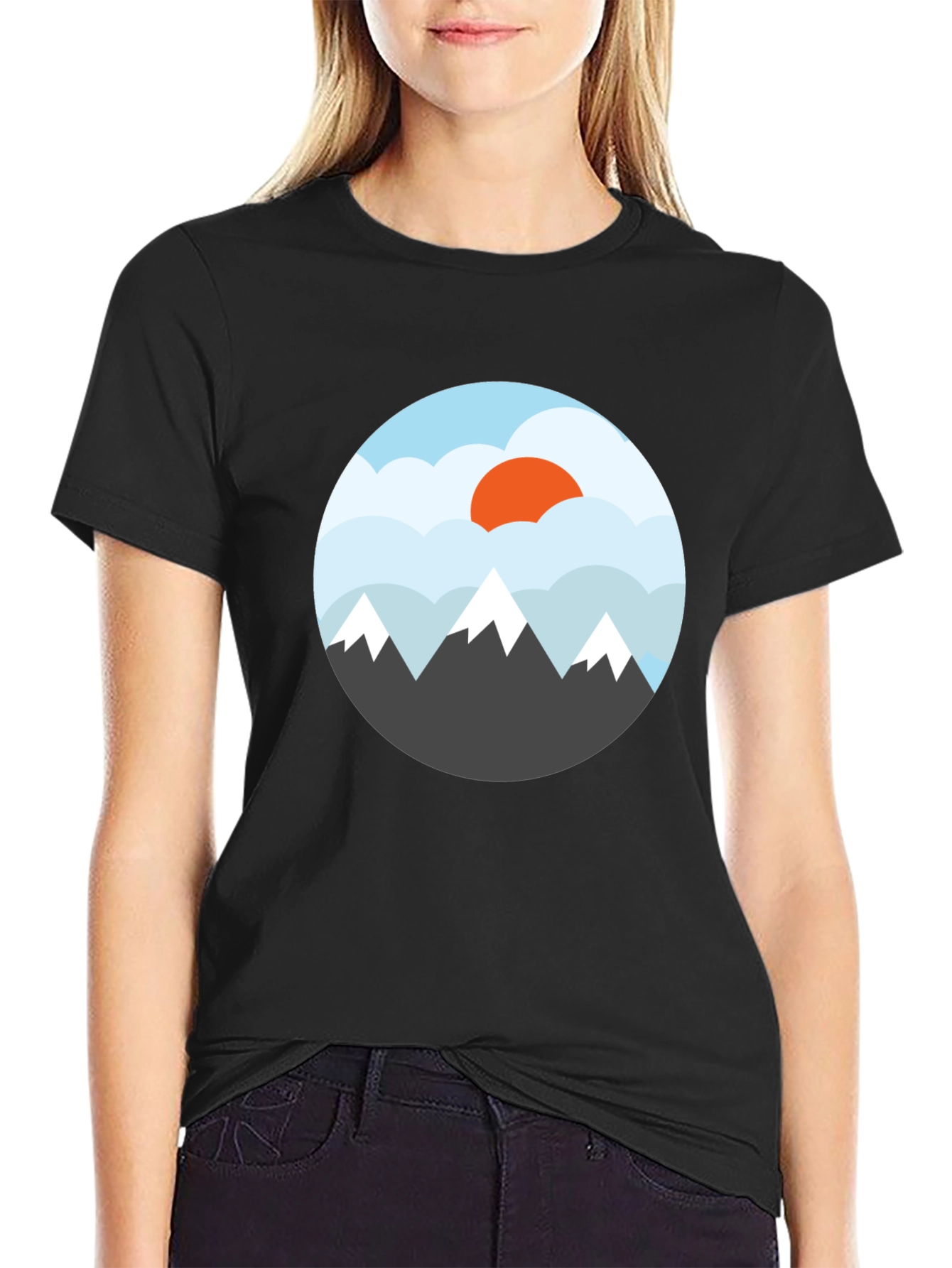 Mountain Sunset Graphic Tee - Black