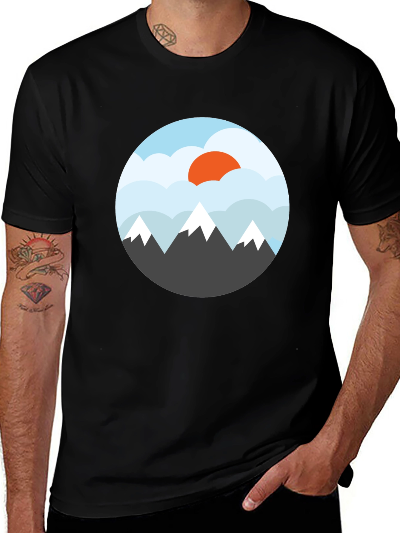 Mountain Sunset Graphic Tee - Black