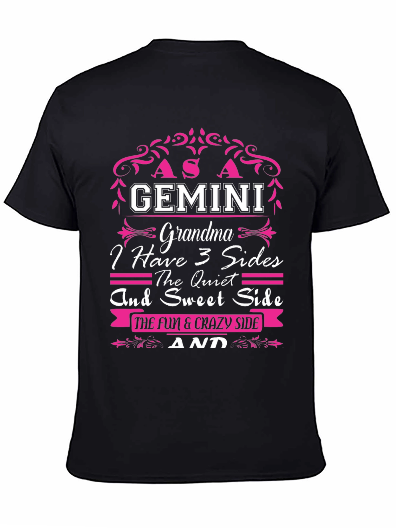 Gemini Grandma 3 Sides Graphic T-Shirt