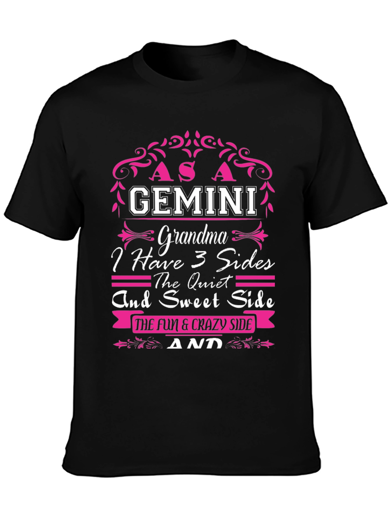 Gemini Grandma 3 Sides Graphic T-Shirt