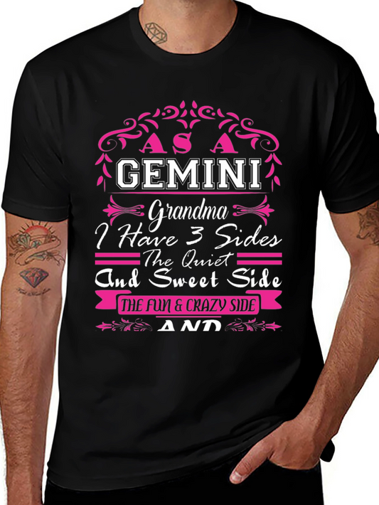 Gemini Grandma 3 Sides Graphic T-Shirt