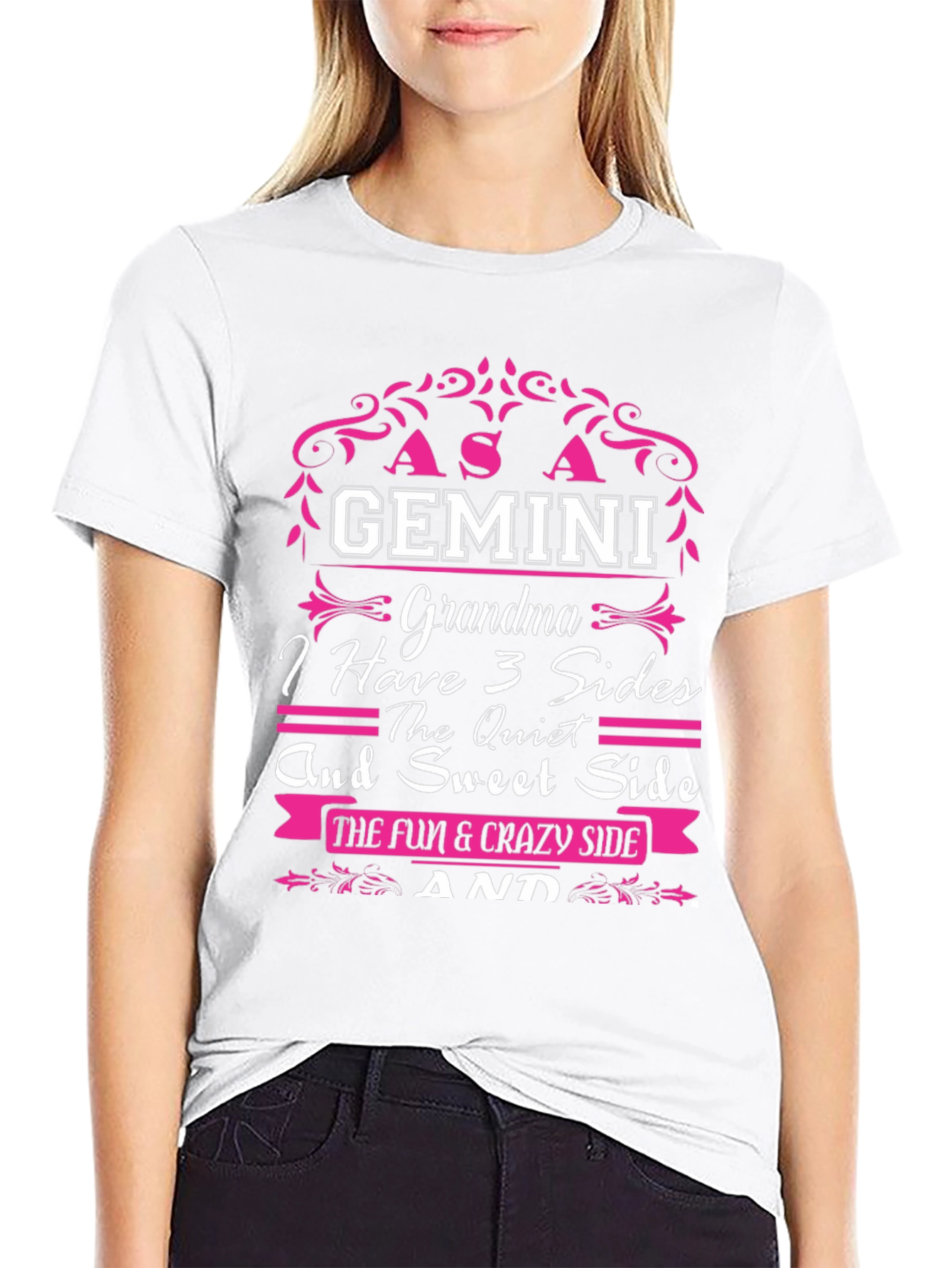 Gemini Grandma 3 Sides Graphic T-Shirt