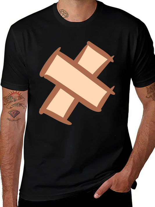 Quirky Cross Bandage Graphic Tee - Unisex Black T-Shirt
