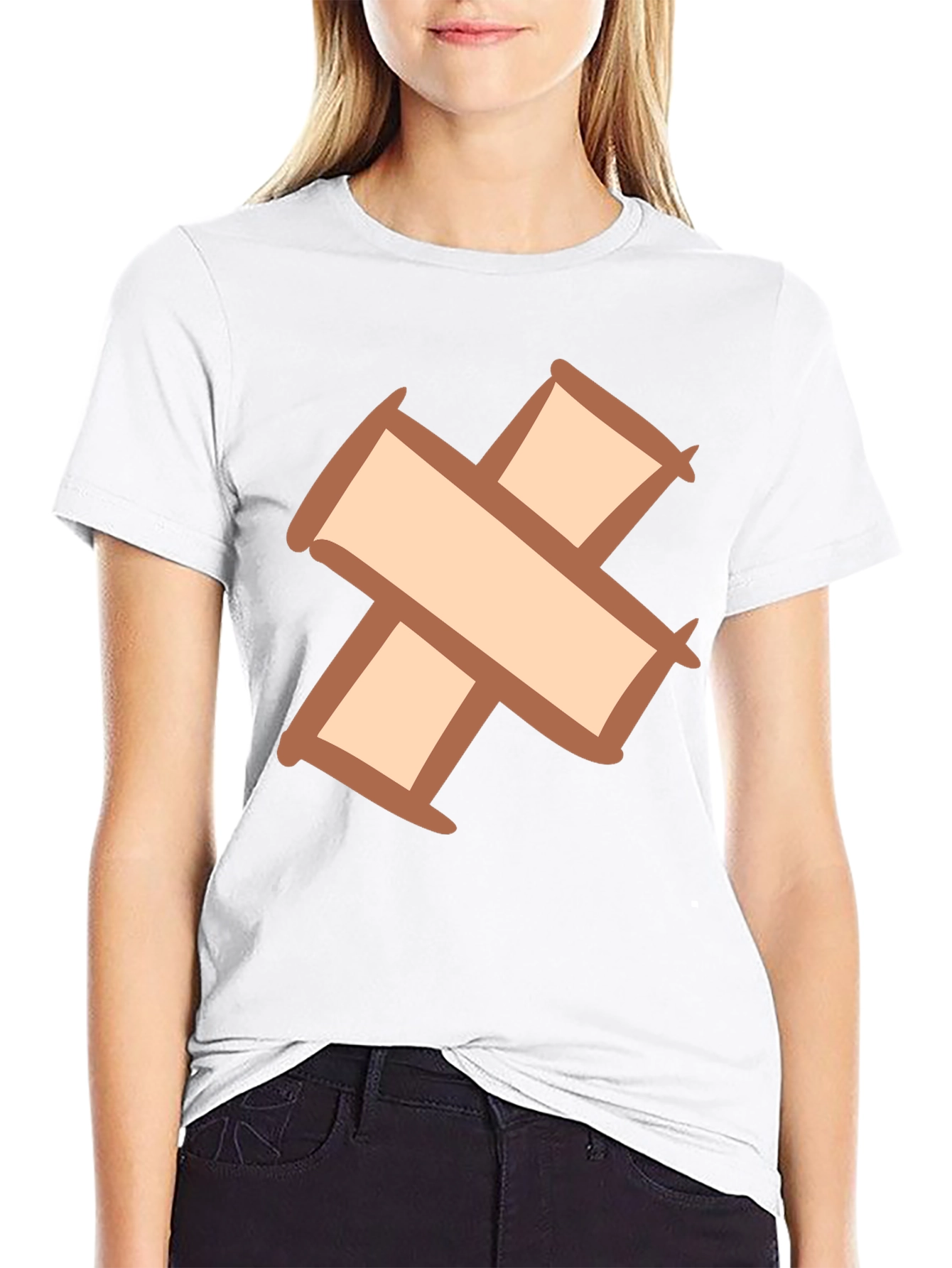 Quirky Cross Bandage Graphic Tee - Unisex Black T-Shirt