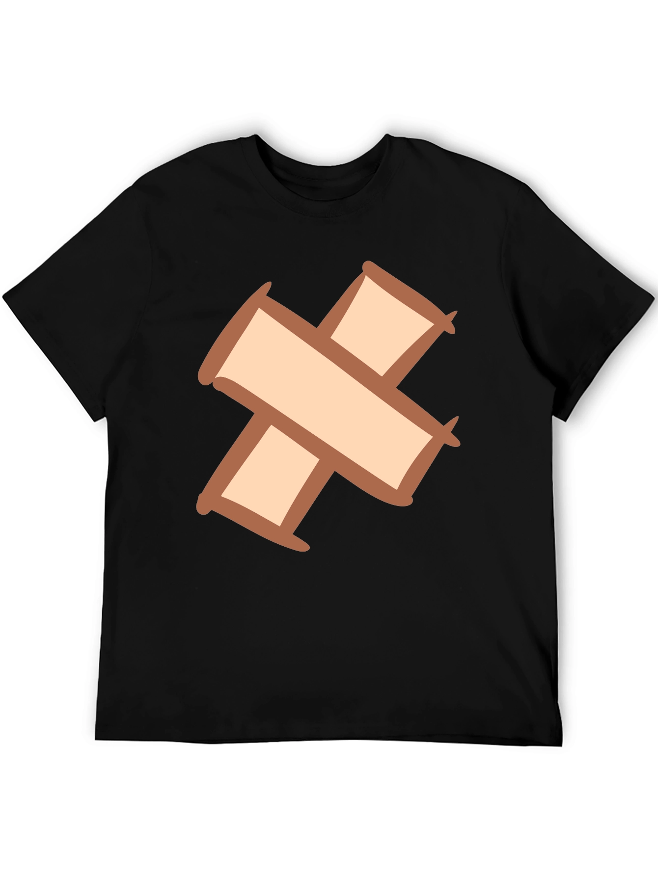Quirky Cross Bandage Graphic Tee - Unisex Black T-Shirt