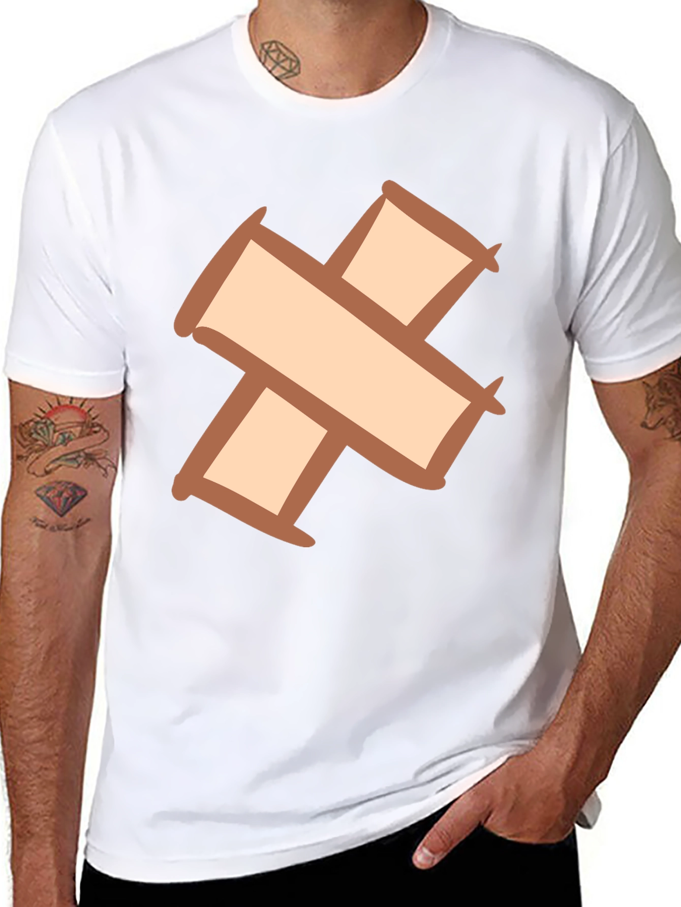 Quirky Cross Bandage Graphic Tee - Unisex Black T-Shirt