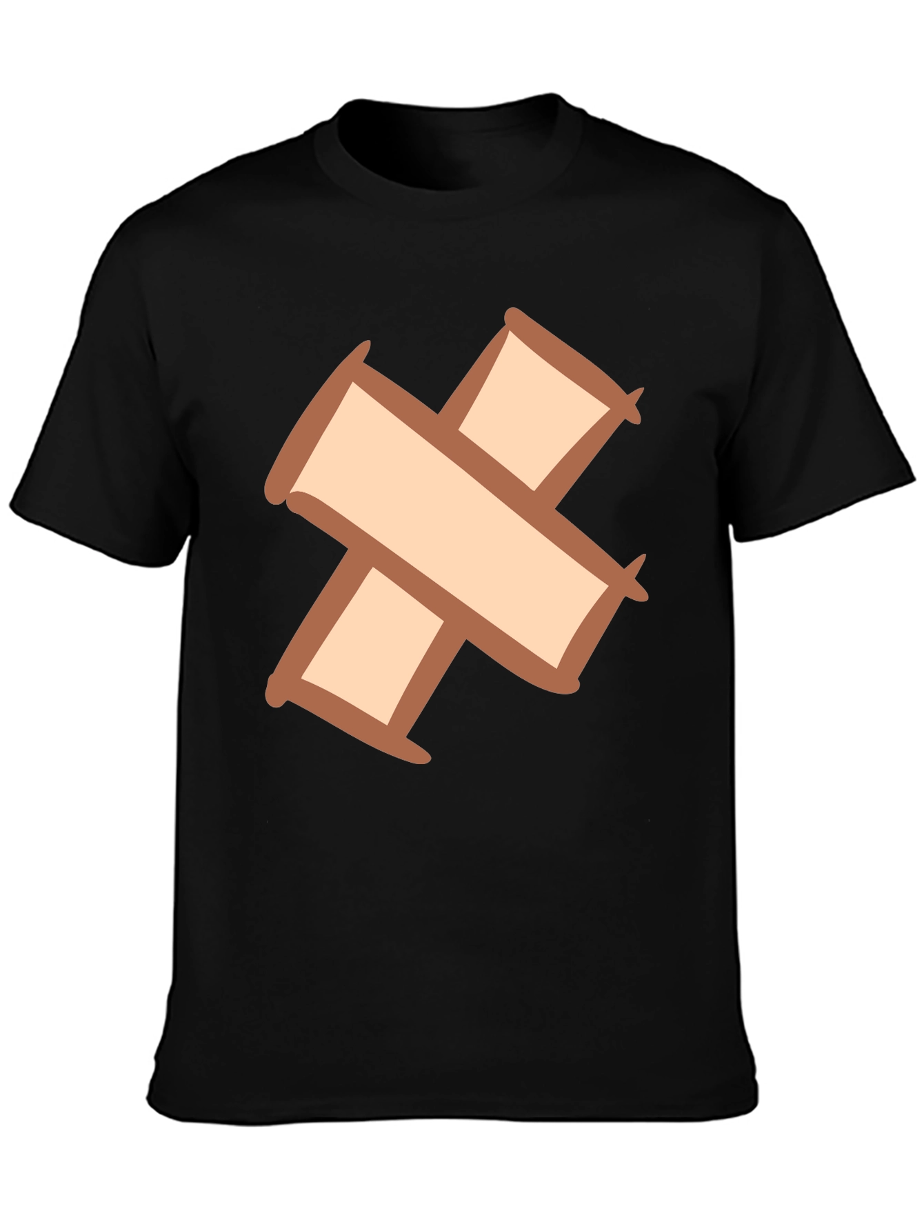 Quirky Cross Bandage Graphic Tee - Unisex Black T-Shirt