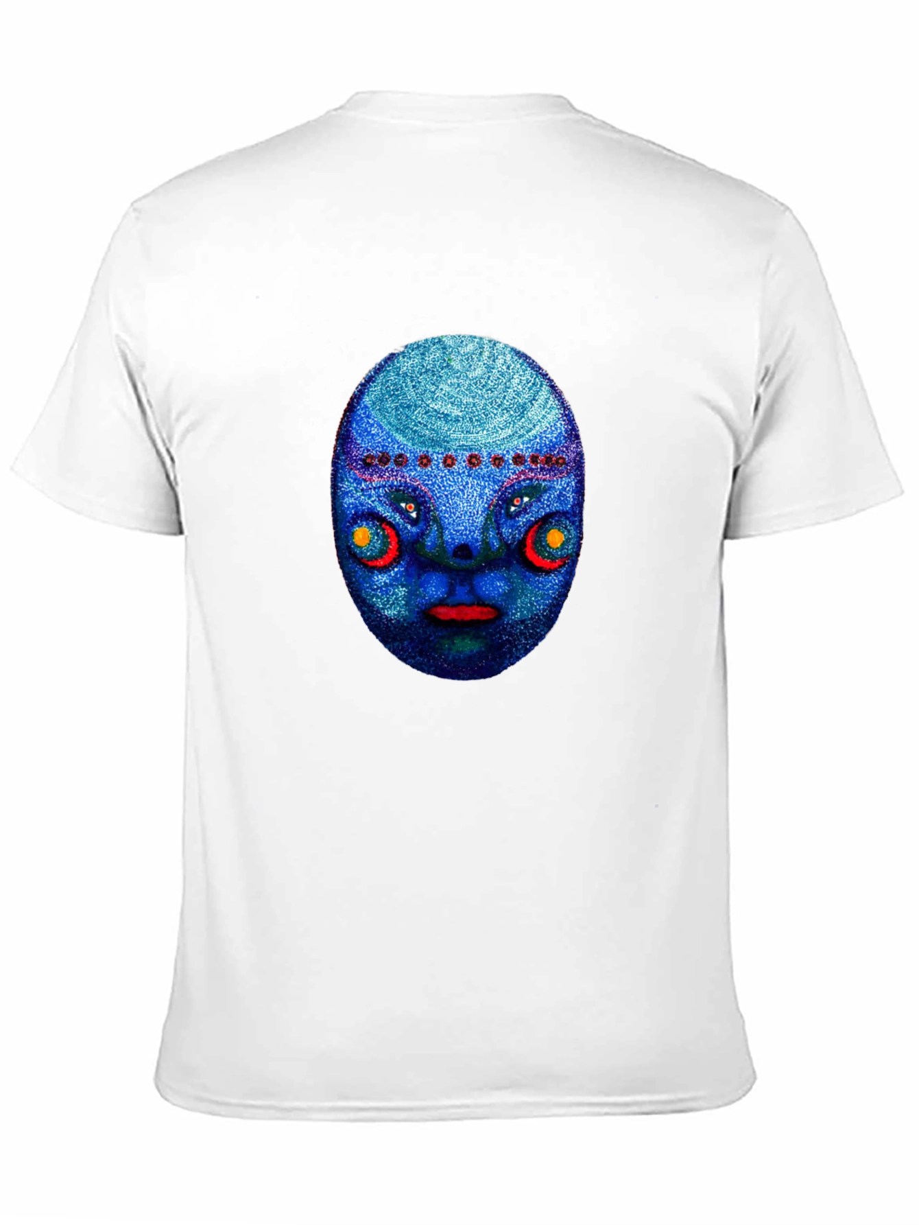 Unique Blue Face Graphic Black T-Shirt
